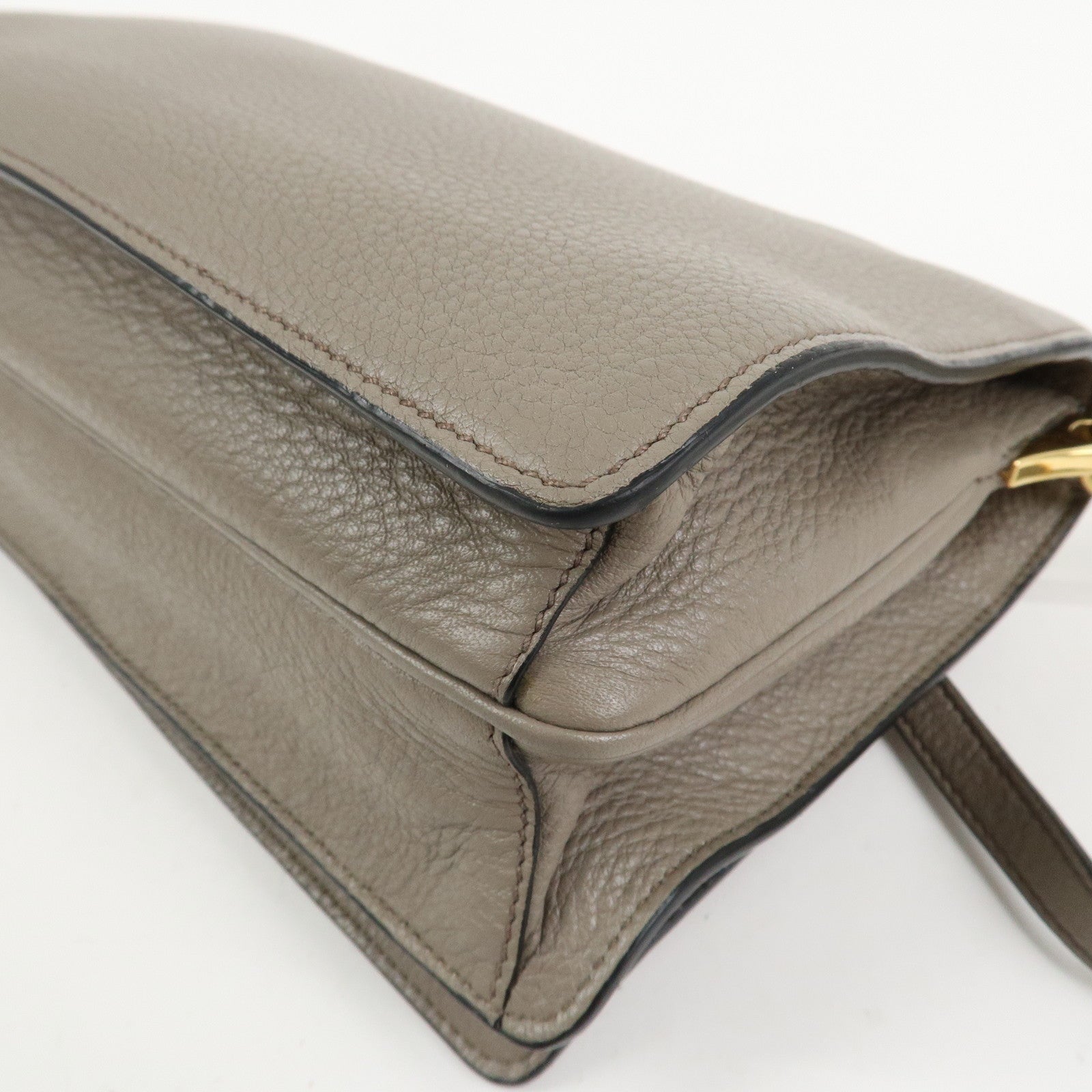 PRADA Leather Shoulder Bag Crossbody Bag Gray 1BH031