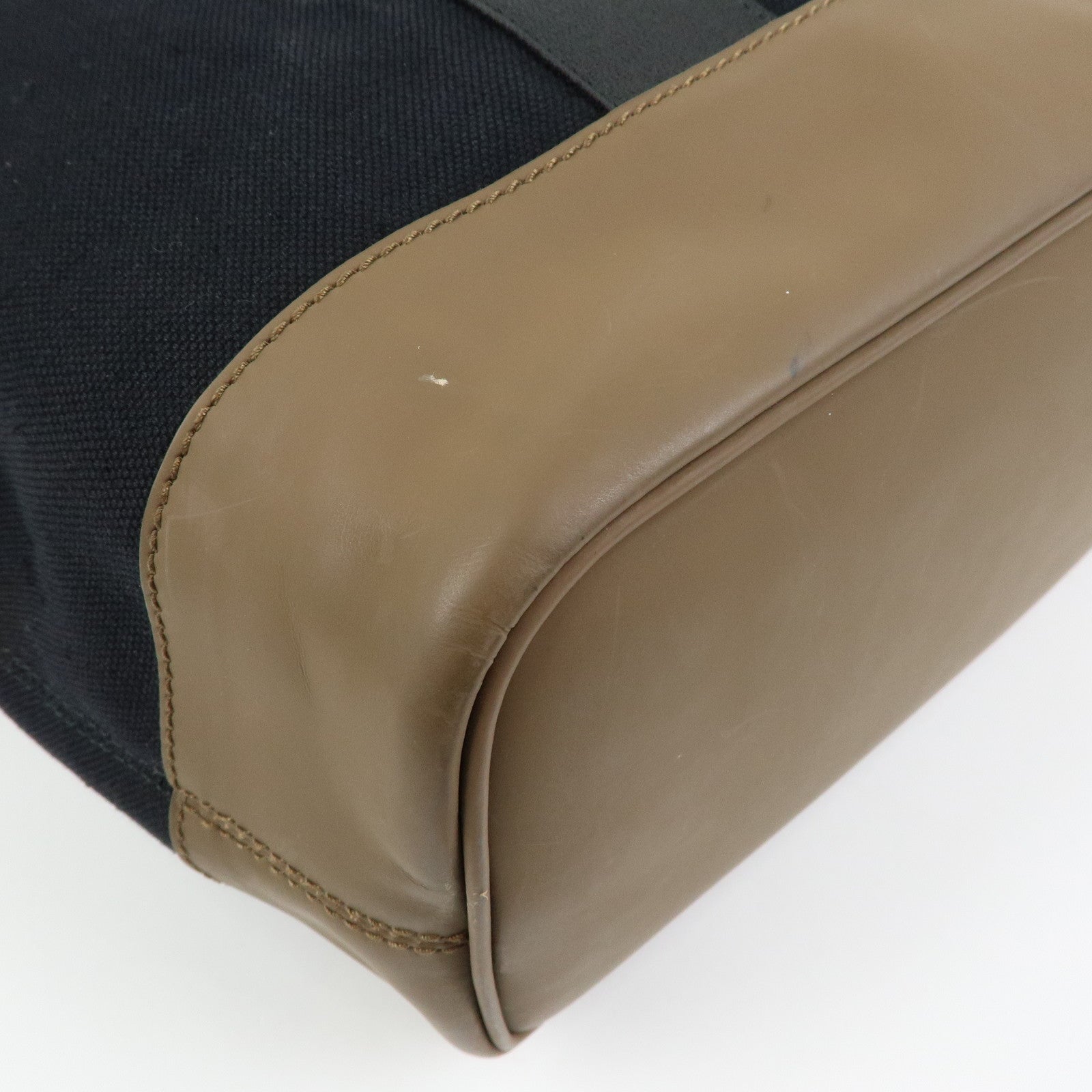 BALENCIAGA Canvas Leather Boston Bag Hand Bag Black Brown 433672
