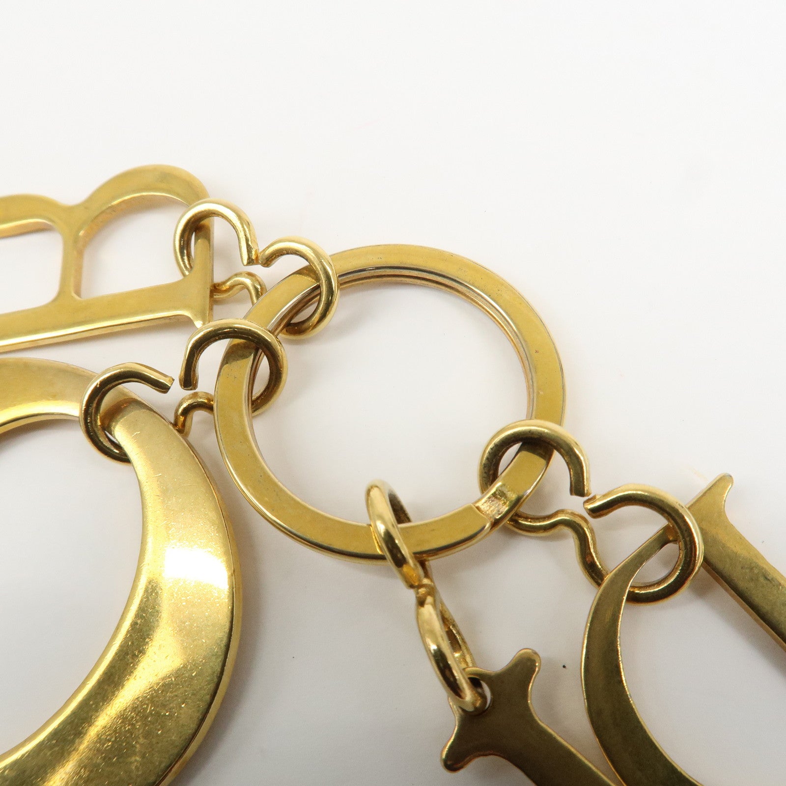 Christian Dior Logo Metal Bag Charm Key Chain Gold