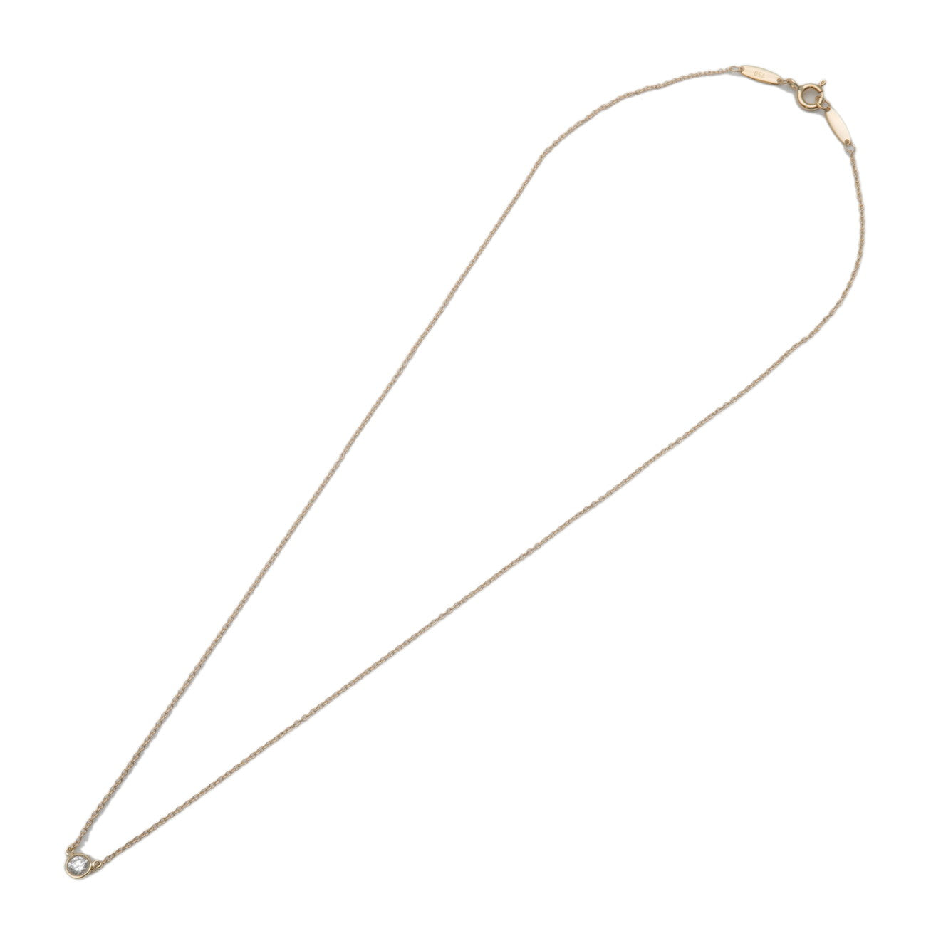 Tiffany & Co By The Yard 1P Diamond Necklace K18 750YG Yellow Gold