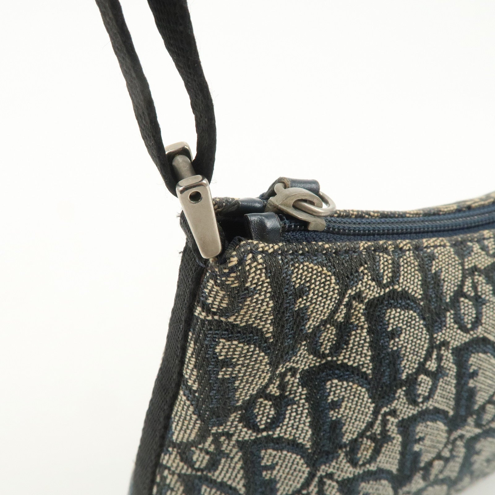 Christian Dior Trotter Canvas Leather Shoulder Bag Hand Bag Navy