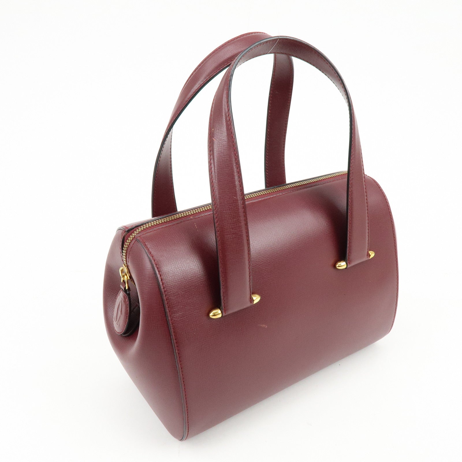Cartier Must de Cartier Leather Boston Bag Hand Bag Bordeaux