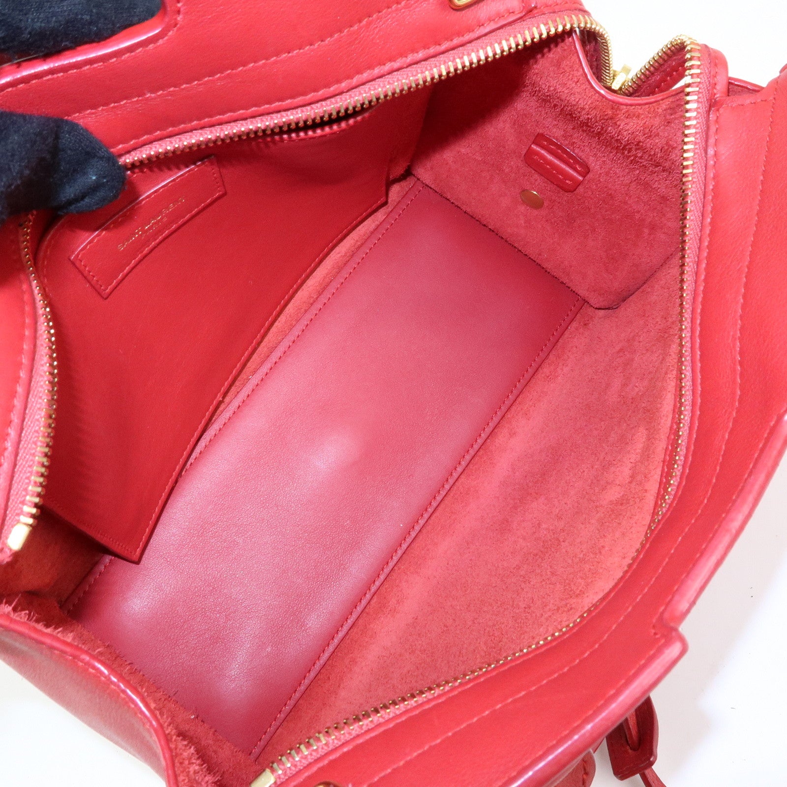 SAINT LAURENT PARIS Baby Cabas Leather 2Way Bag Hand Bag Red 424868