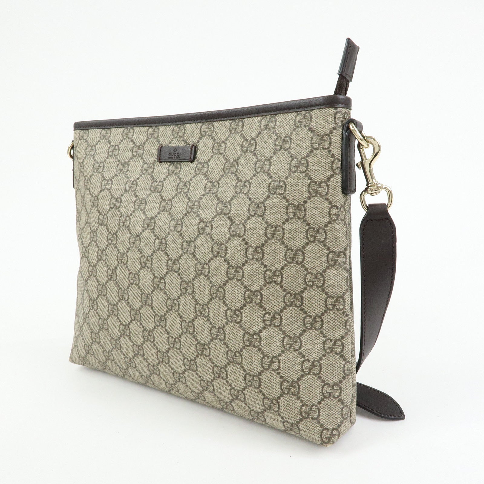 GUCCI GG Supreme Leather Shoulder Bag Beige Brown 388924
