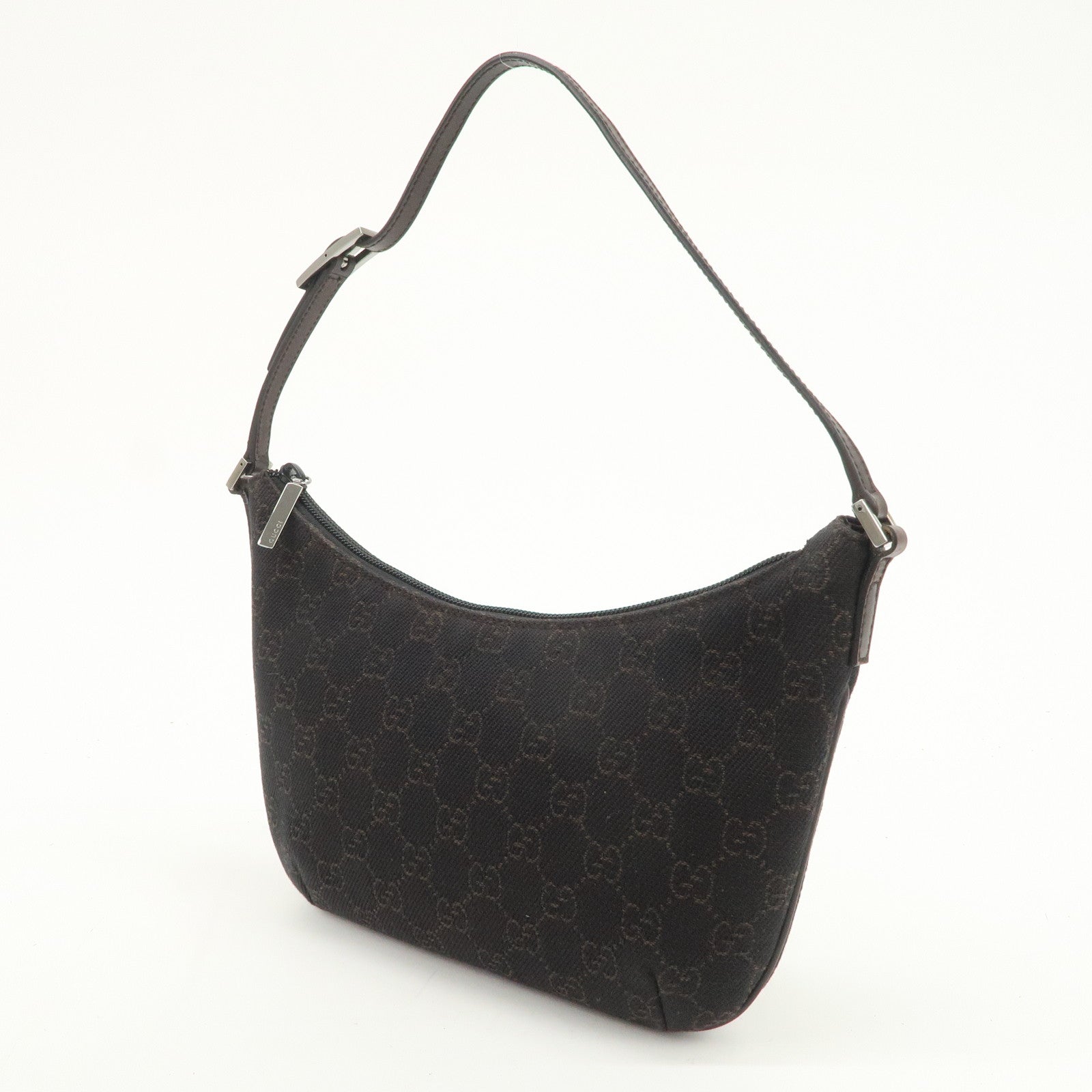 GUCCI GG Canvas Leather Hand Bag Shoulder Bag Black 32160