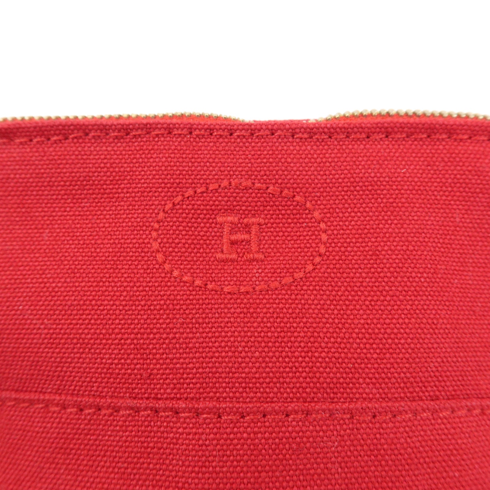 HERMES Canvas Leather Bolide Mini Mini Pouch Cosmetic Pouch Red