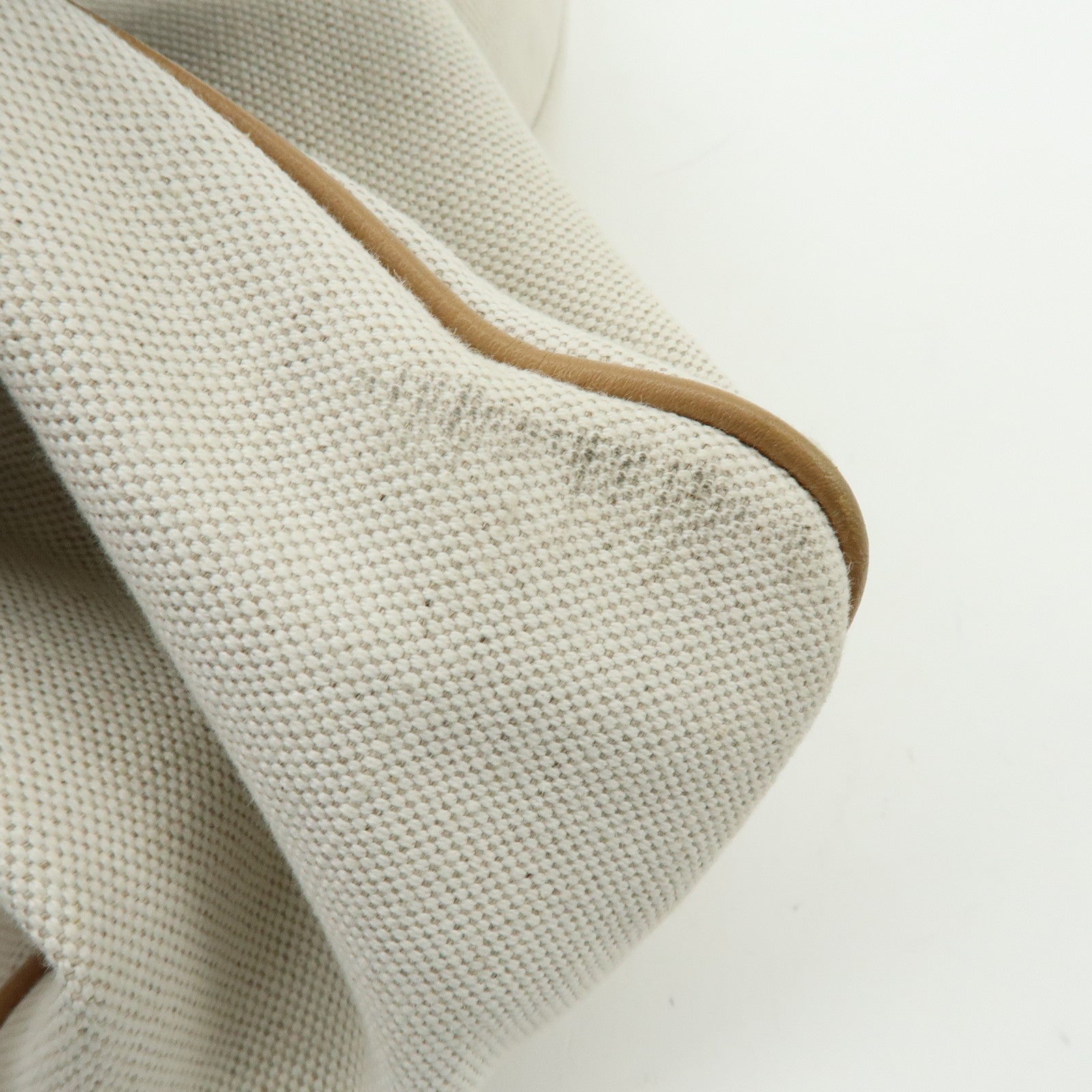 Ferragamo Gancini Canvas Leather Tote Bag Shoulder Bag Natural