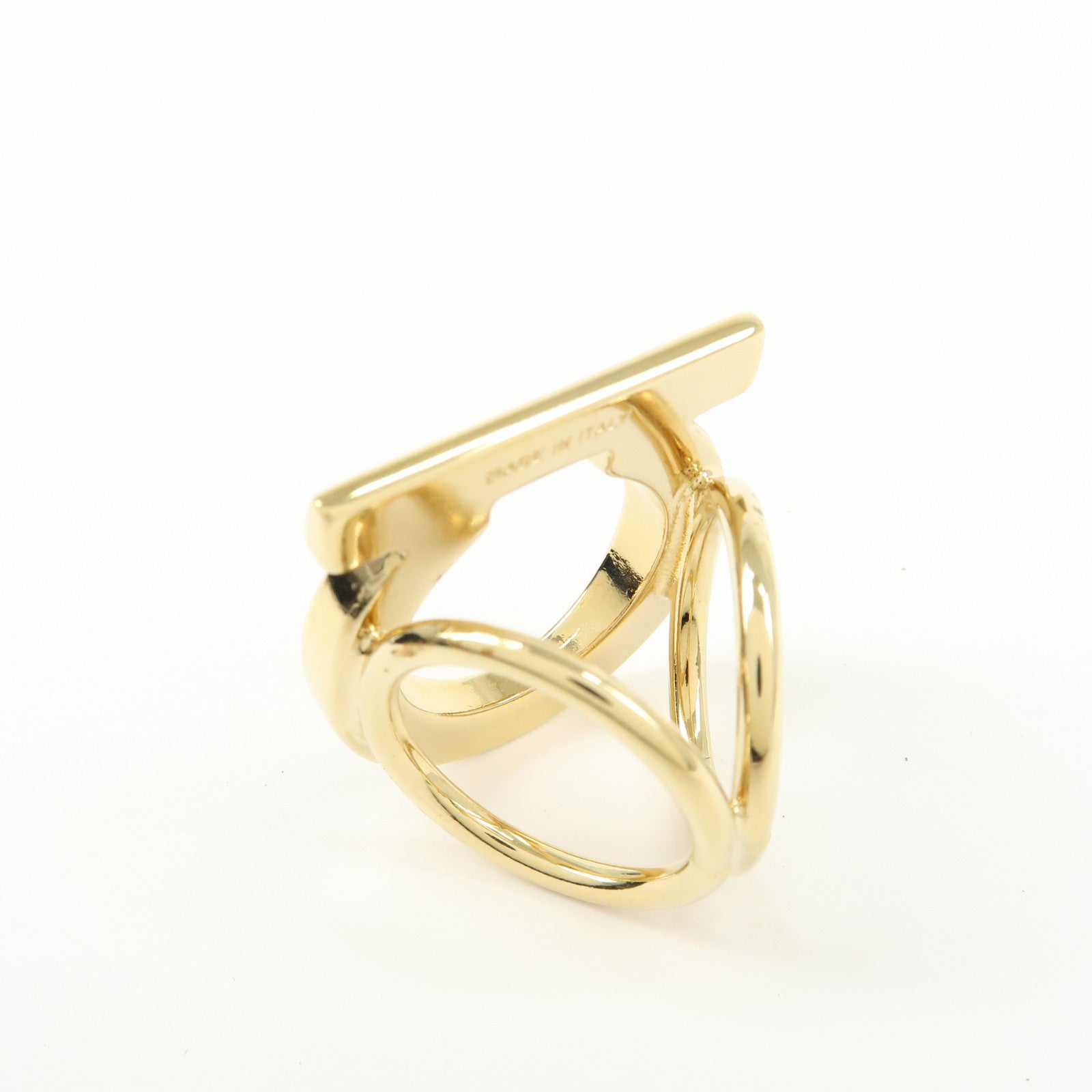 Ferragamo Gancini Metal Scarf Ring Scarf Accessory Gold