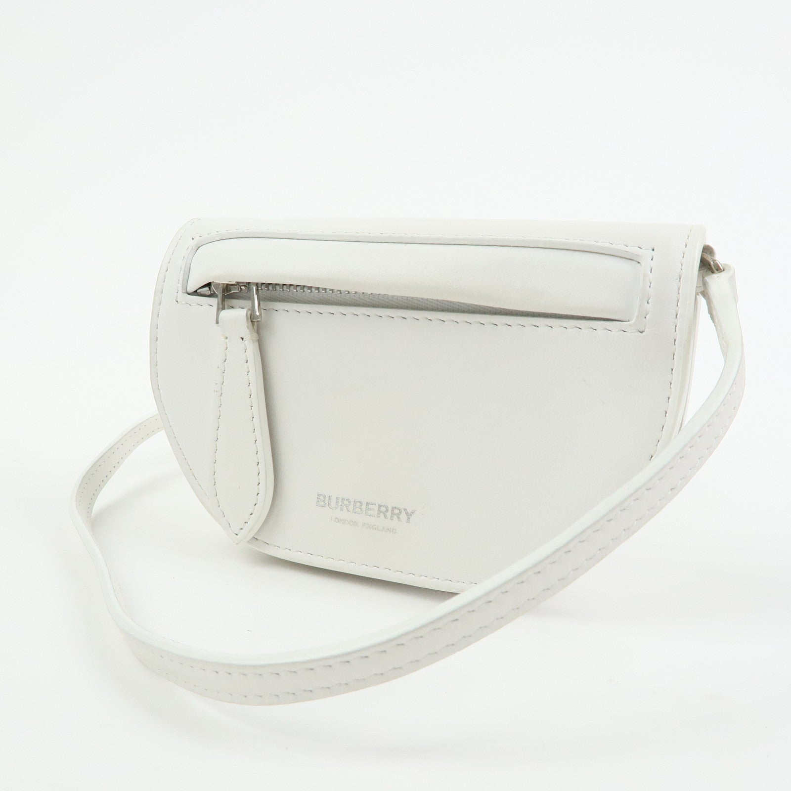 BURBERRY Leather Shoulder Bag Crossbody Bag White