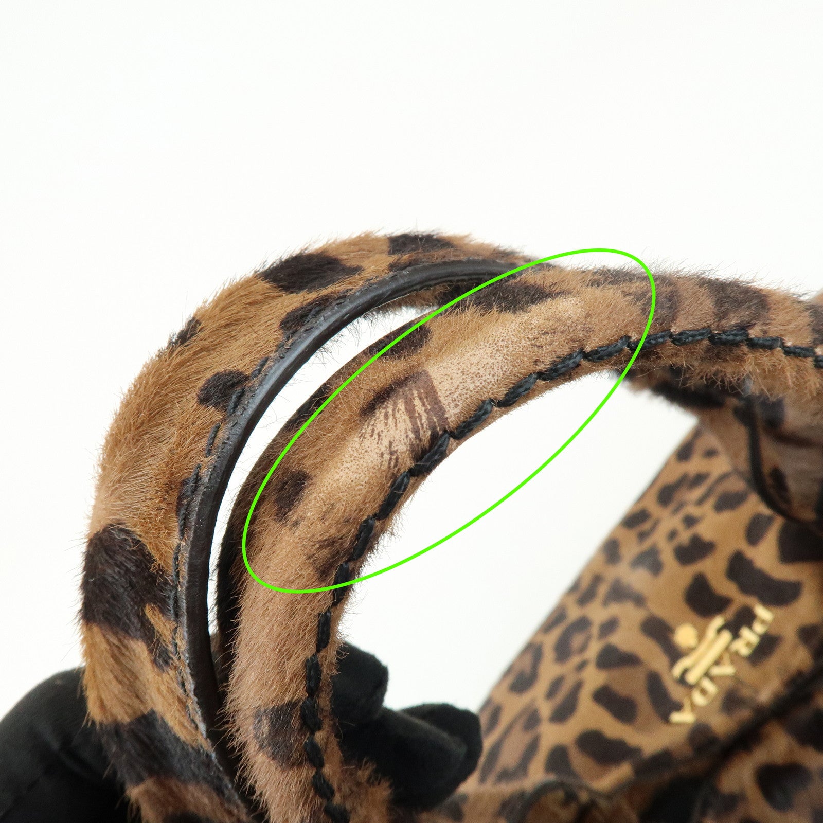 PRADA Canapa Large Unborn Calf Tote Bag Hand Bag Brown BN1872