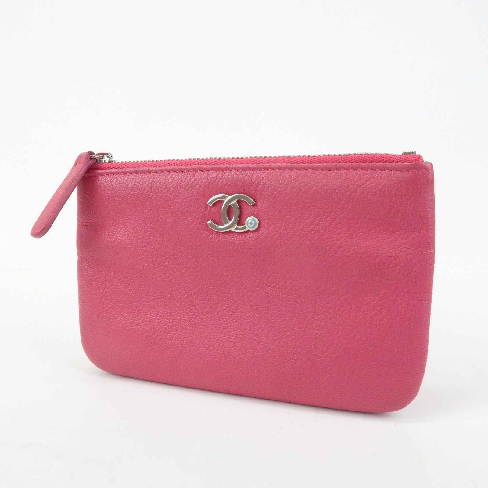 CHANEL COCO Mark Caviarskin Pouch Cosmetic Pouch Pink Used