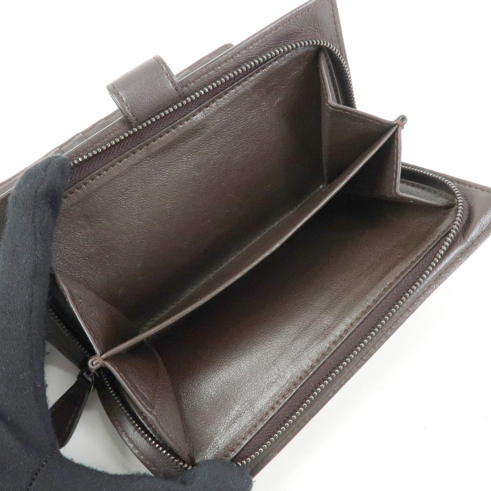 BOTTEGA VENETA Intrecciato Leather Bi-fold Long Wallet Brown