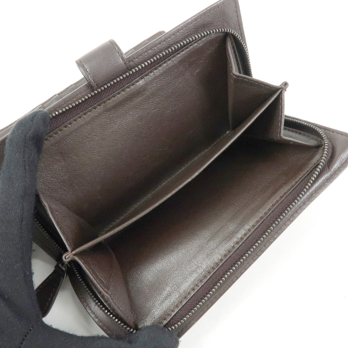 BOTTEGA VENETA Intrecciato Leather Bi-fold Long Wallet Brown