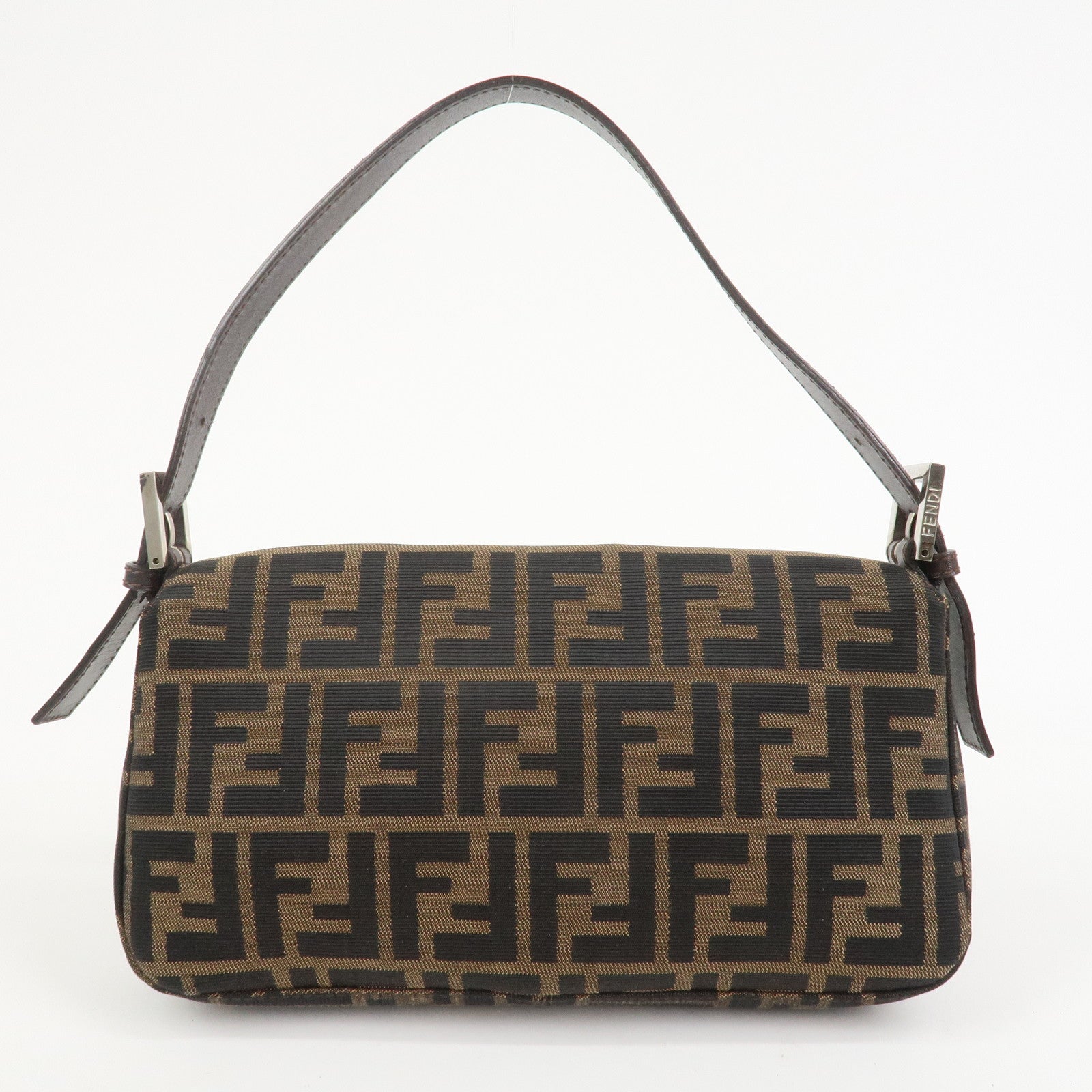 FENDI Zucca Mamma Baguette Canvas Leather Shoulder Bag Brown 26424