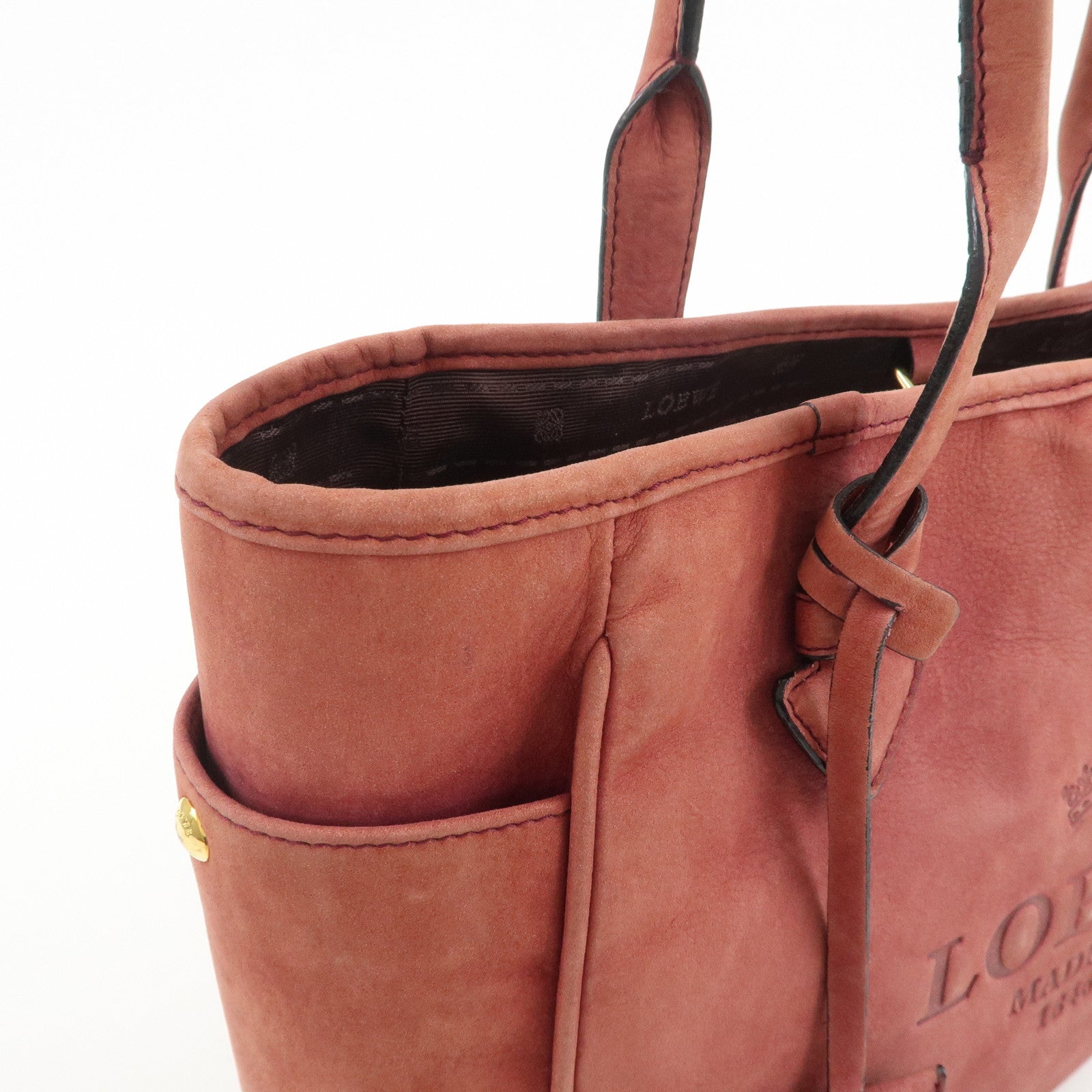 LOEWE Heritage Suede Tote Bag Shoulder Bag Brown