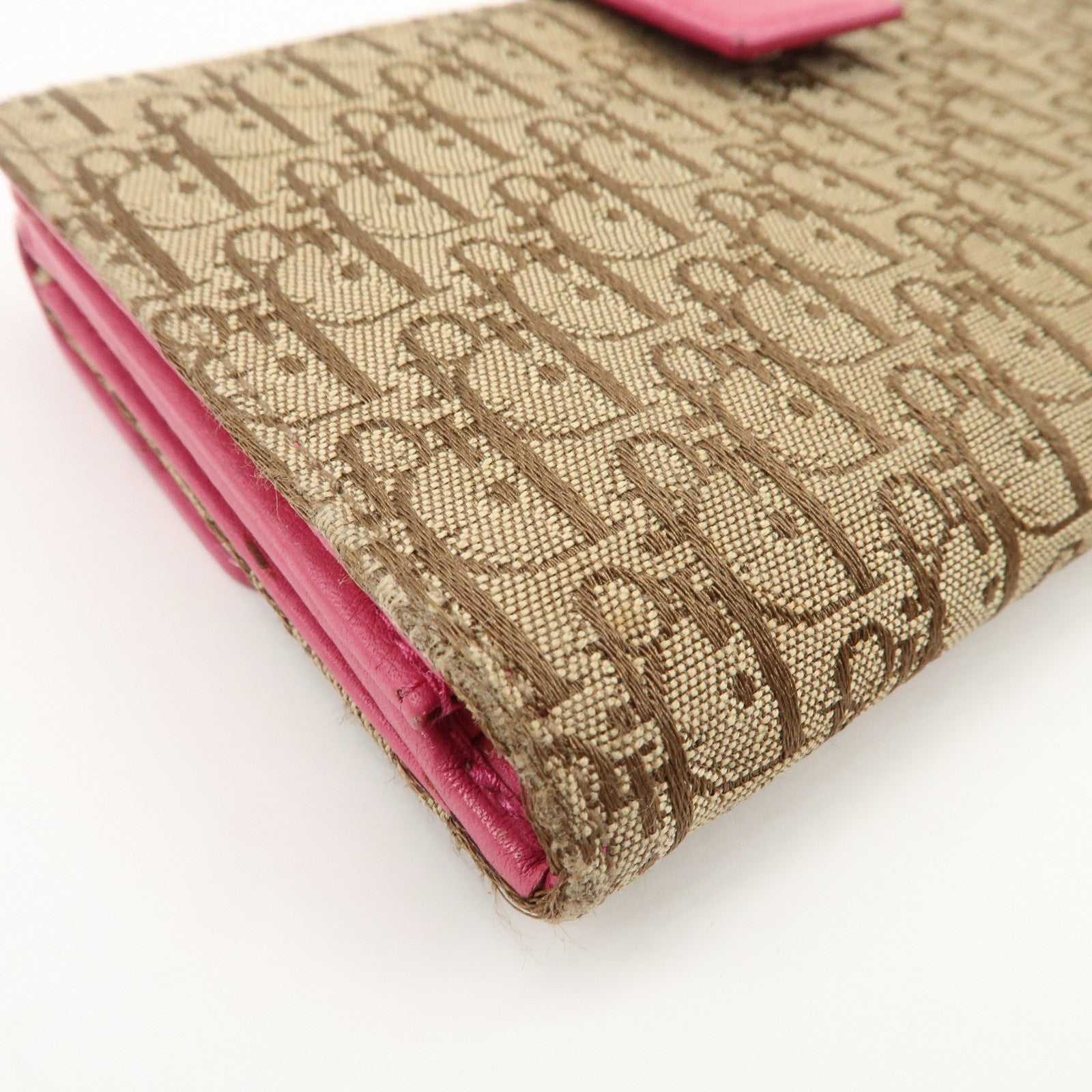 Christian Dior Trotter Street Chic Canvas Leather Long Wallet Pink