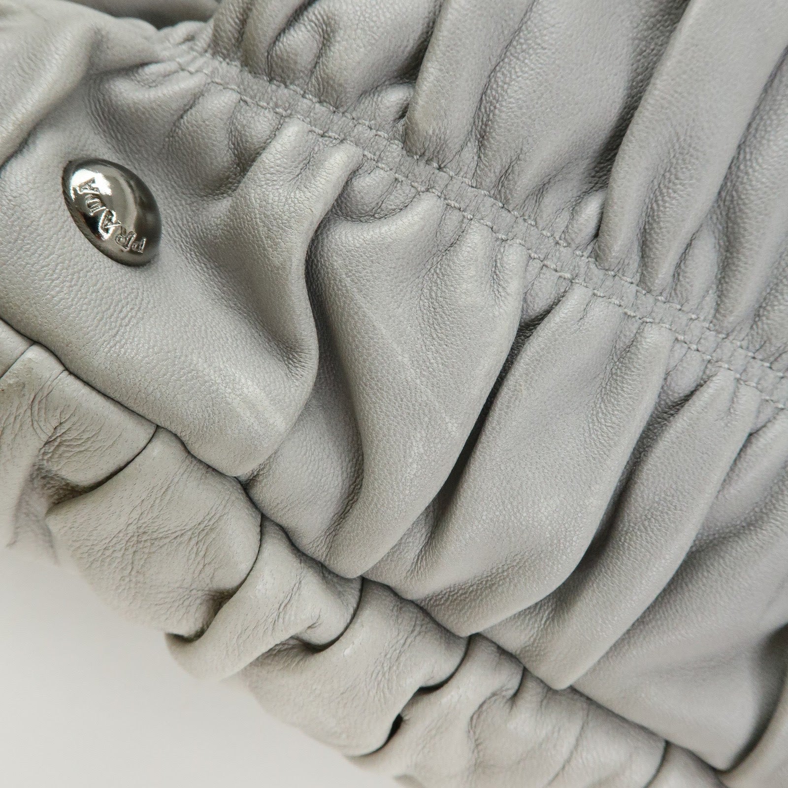 PRADA Canapa Nappa Gaufre Leather Gathered Large Tote Hand Bag