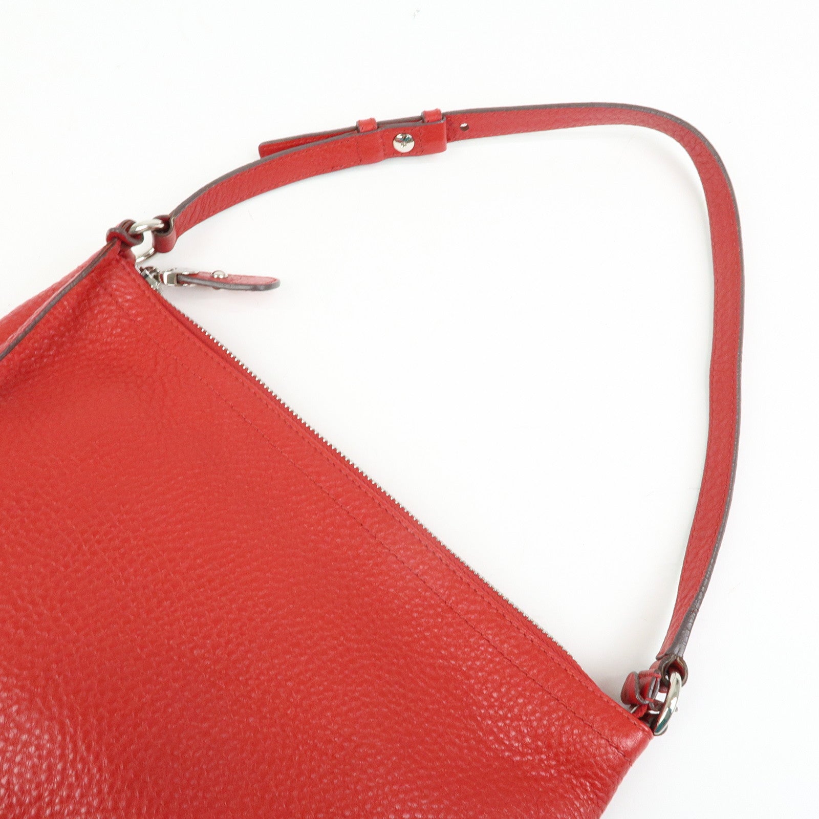 Ferragamo Gancini Leather Shoulder Bag Hand Bag Red