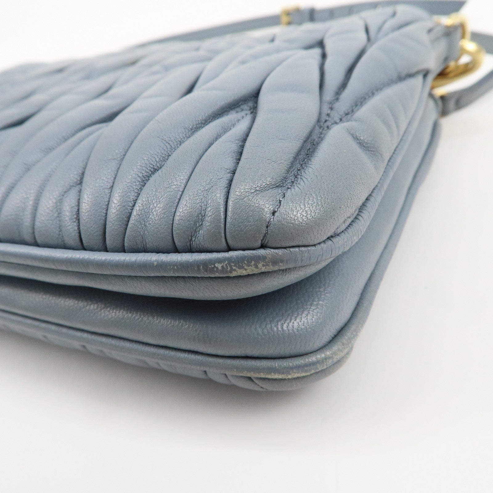 MIU MIU Matelasse Nappa Leather Shoulder Bag Light Blue 5BH057