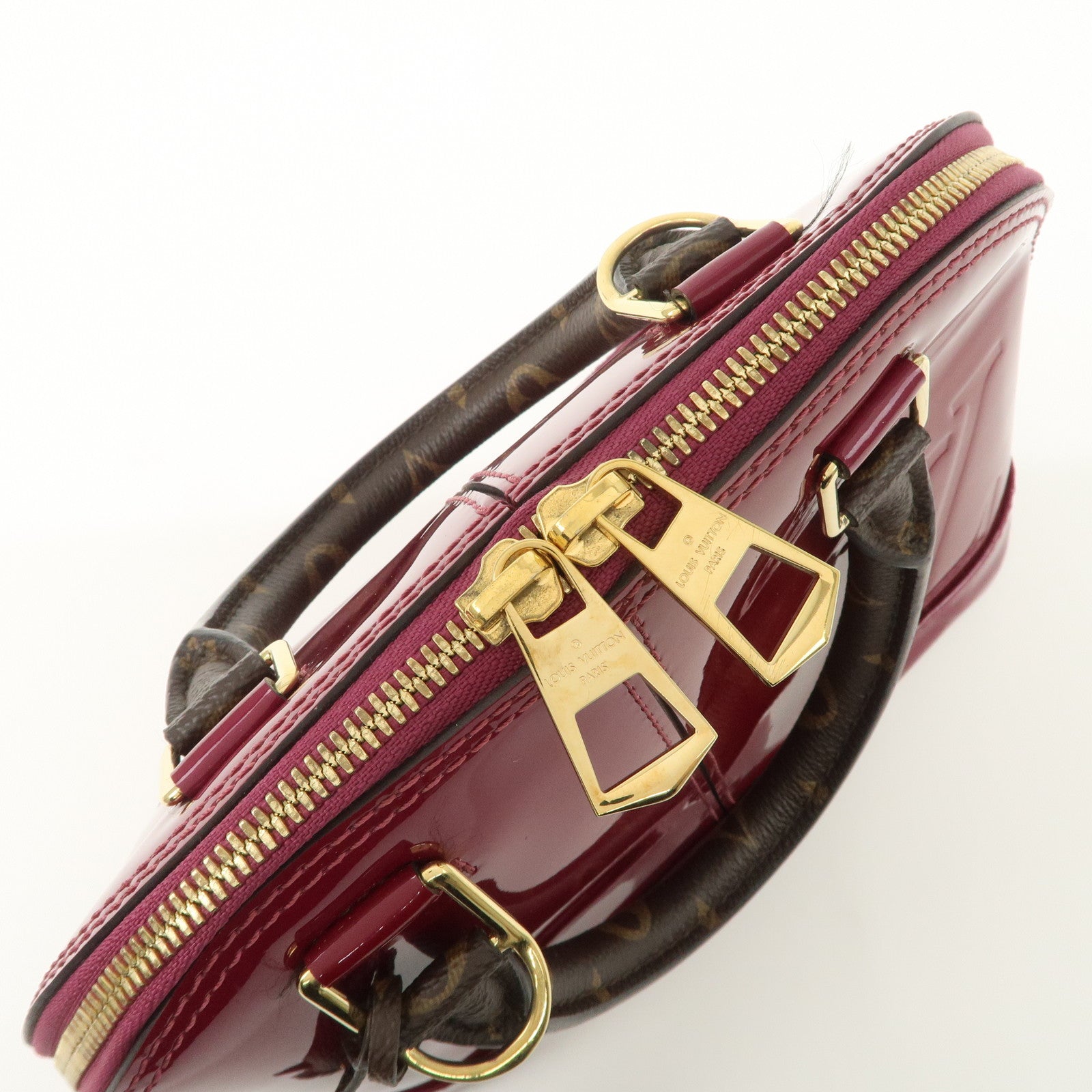 Louis Vuitton Monogram Vernis Alma BB 2Way Hand Bag Magenta M54785 Used