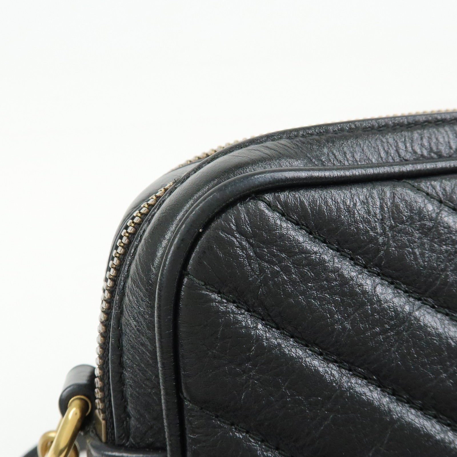 GUCCI GG Marmont Leather Chain Shoulder Crossbody Bag Black 550155