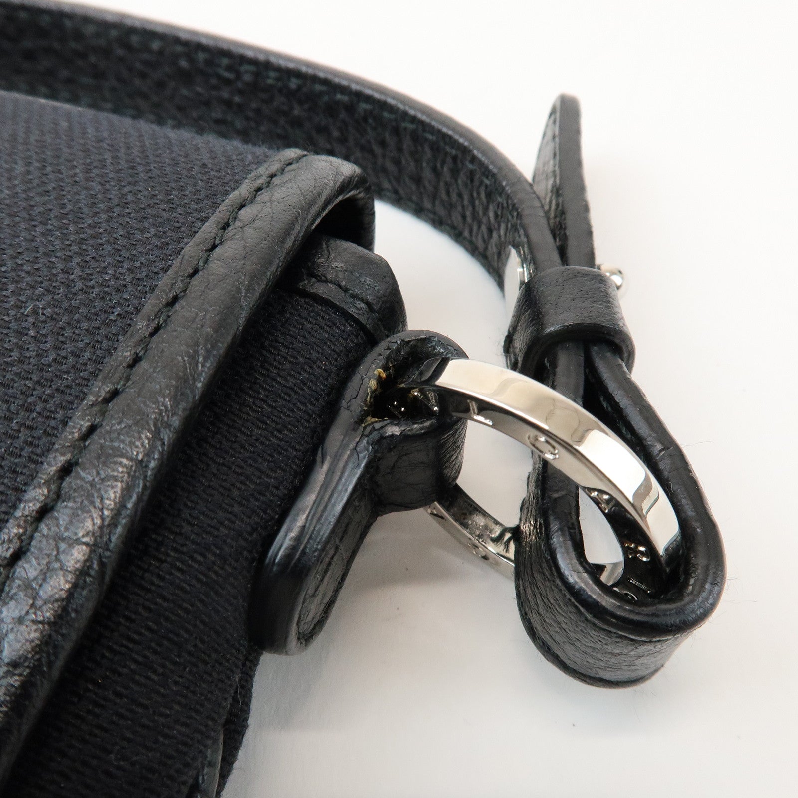 BVLGARI Canvas Leather Shoulder Bag Crossbody Bag Black