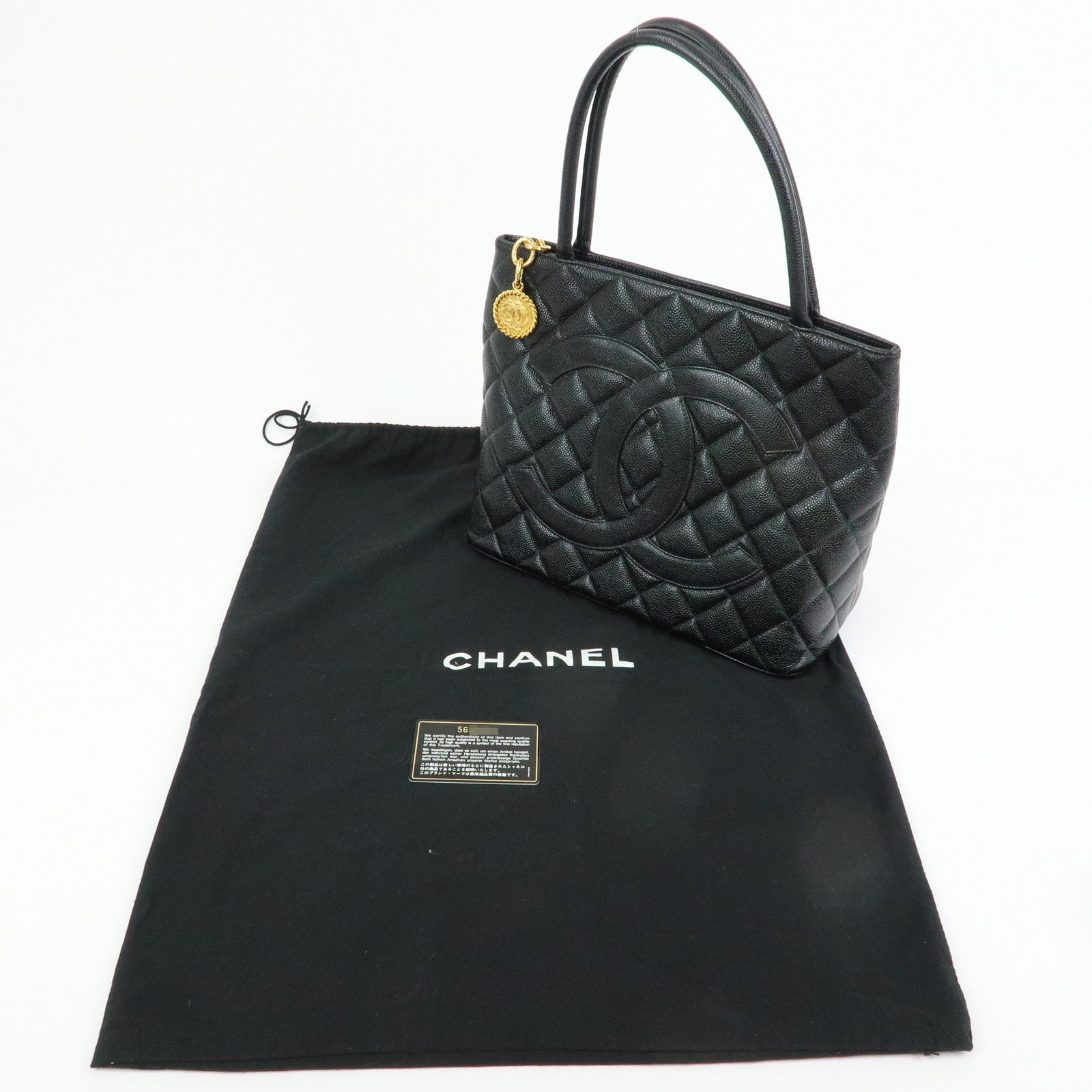 CHANEL Matelasse COCO Mark Medallion Caviarskin Tote Bag A01804