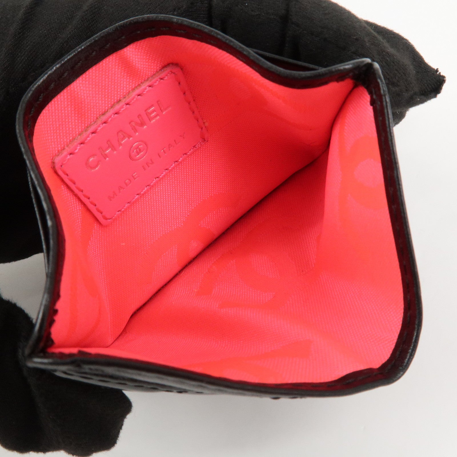 CHANEL Cambon Line Matelasse COCO Mark Card Case Black A26725