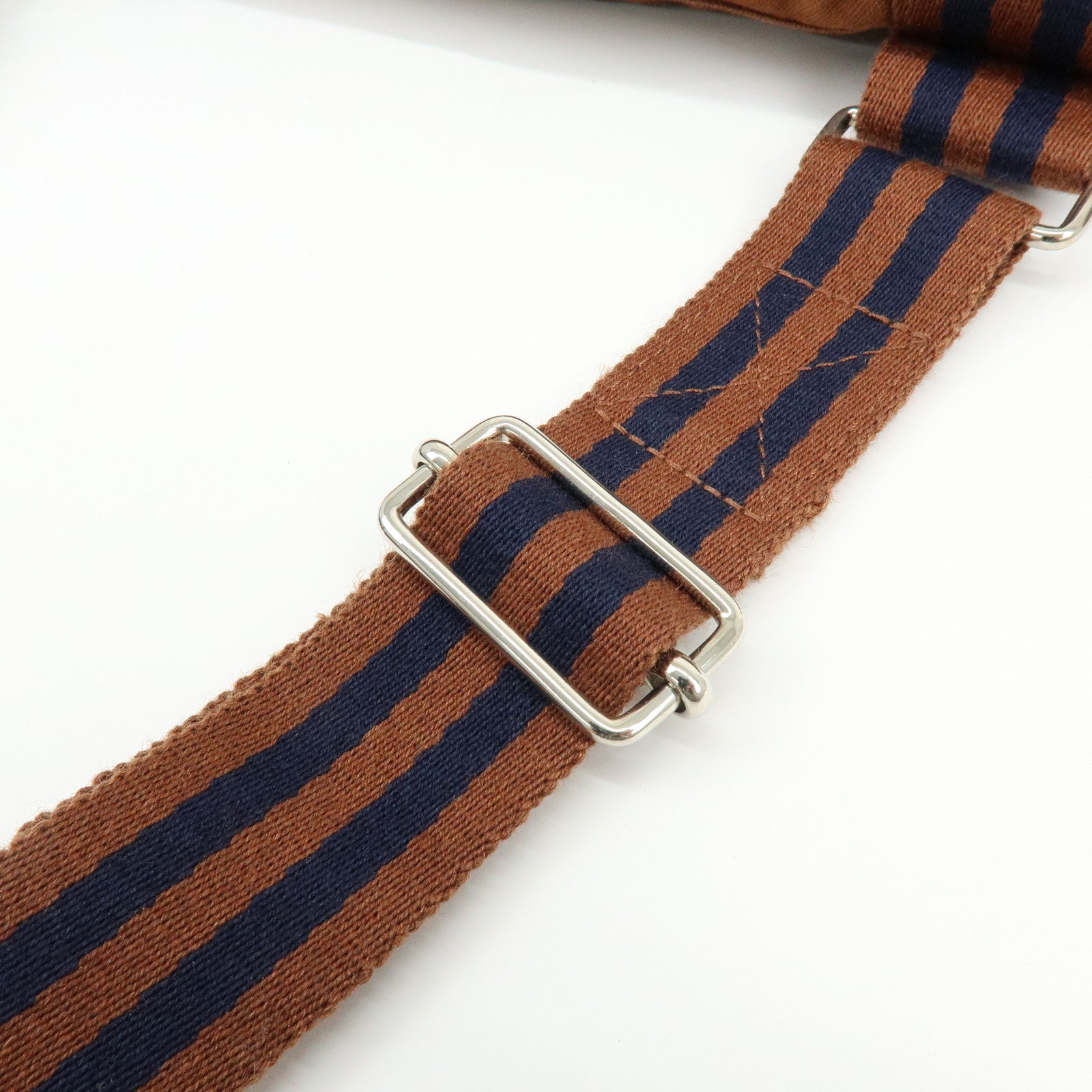 HERMES Basas MM Fourre Toute Canvas Shoulder Bag Brown