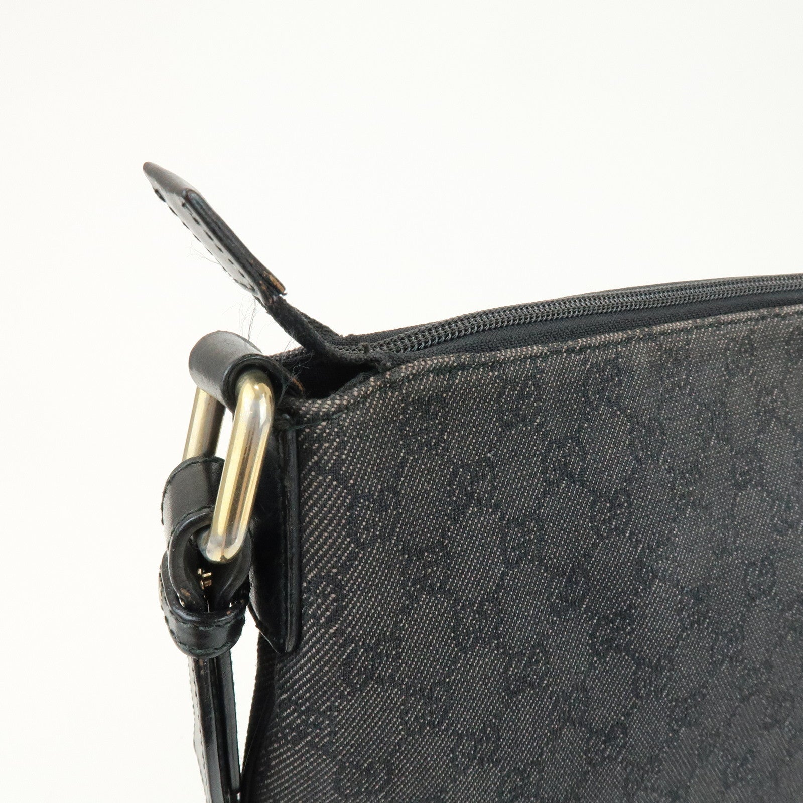 GUCCI GG Monogram GG Denim Shoulder Crossbody Bag Black 190628