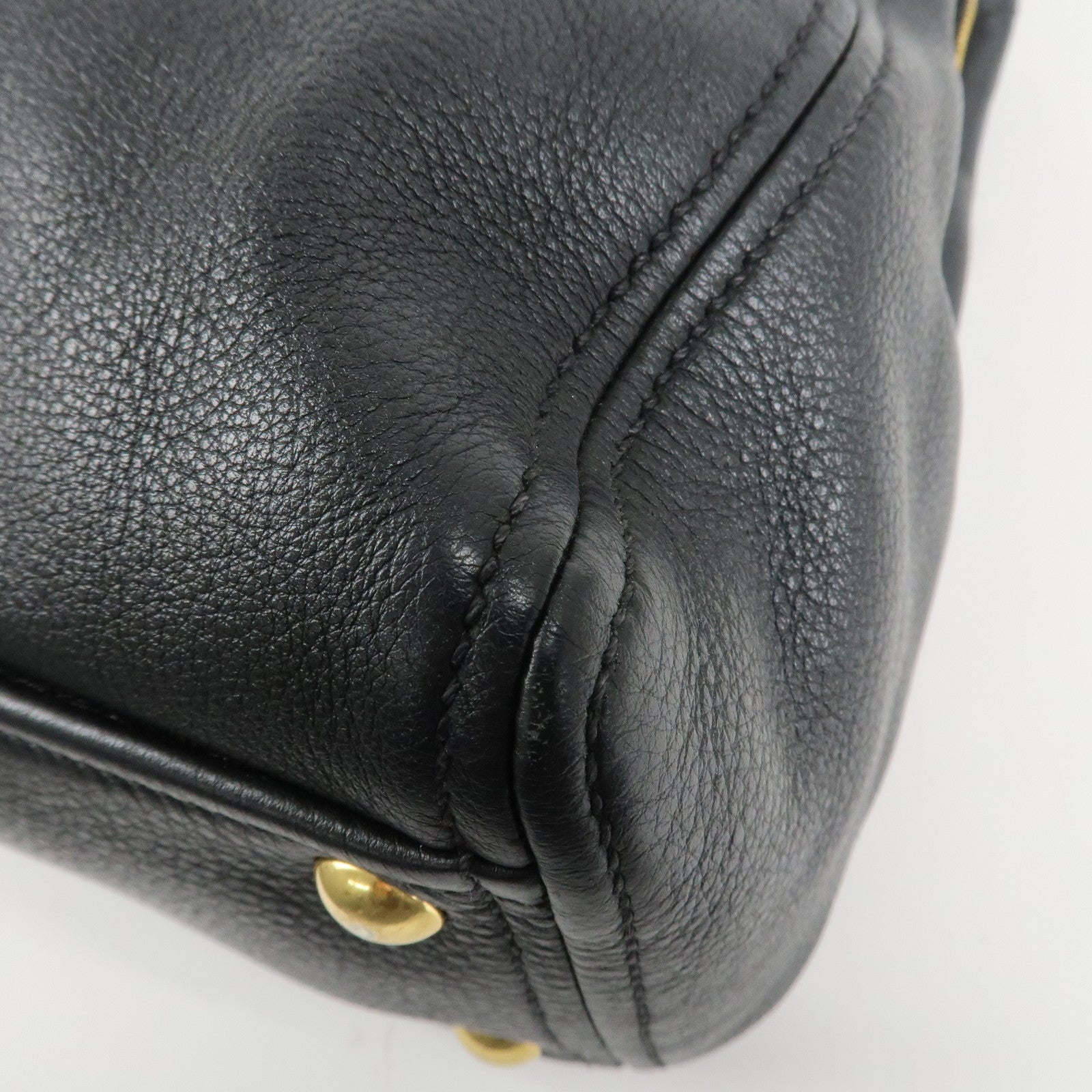 MIU MIU Logo Leather 2Way Bag Tote Bag Shoulder Bag Black RR1901 Used