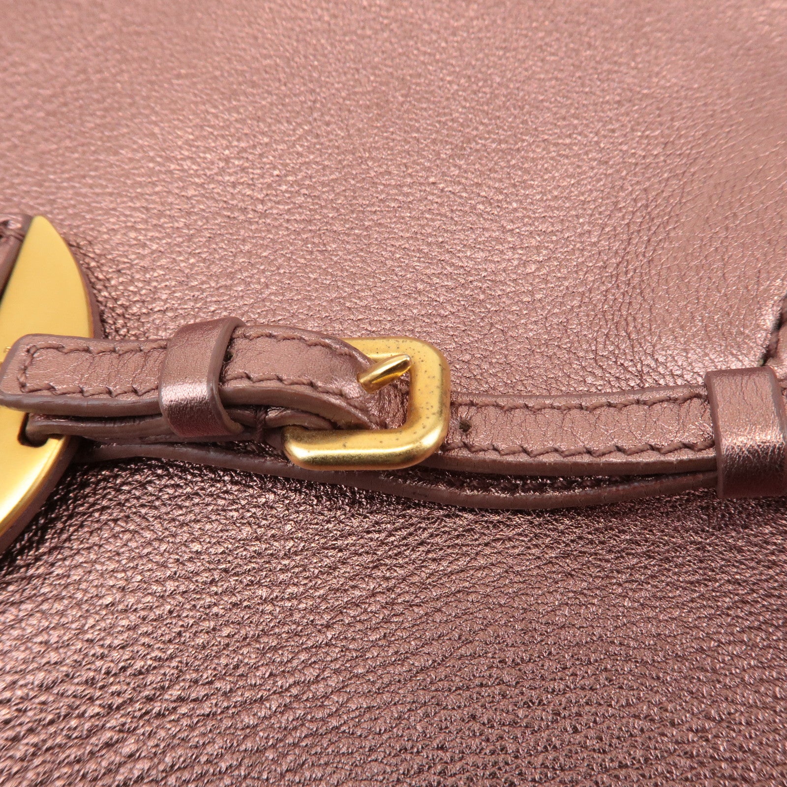 PRADA Leather 2Way Tote Bag Shoulder Bag Metallic Pink BN1713 Used