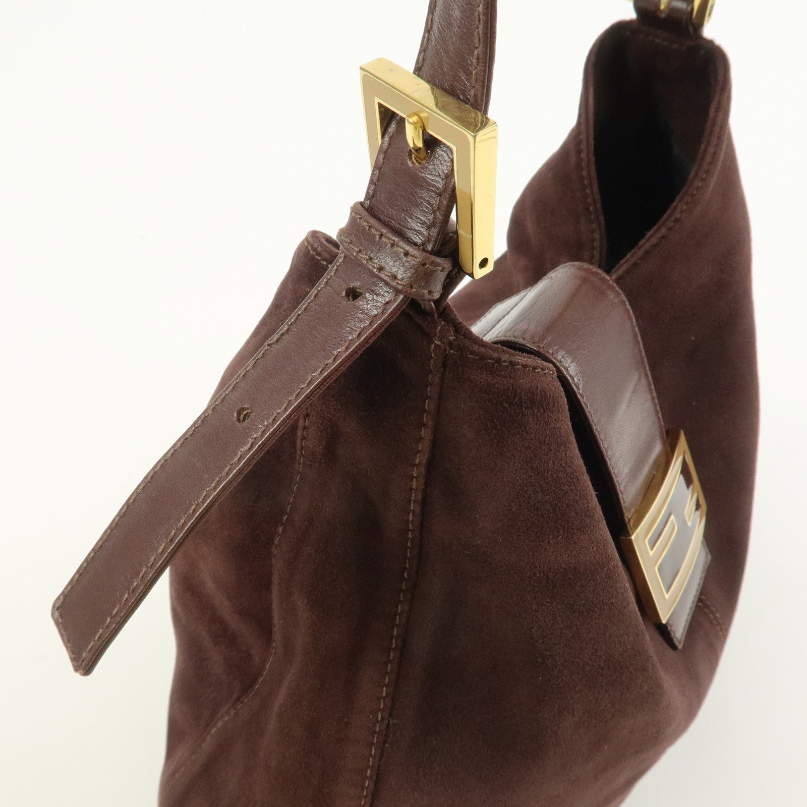 FENDI Suede Leather Shoulder Bag Hand Bag Brown 26327