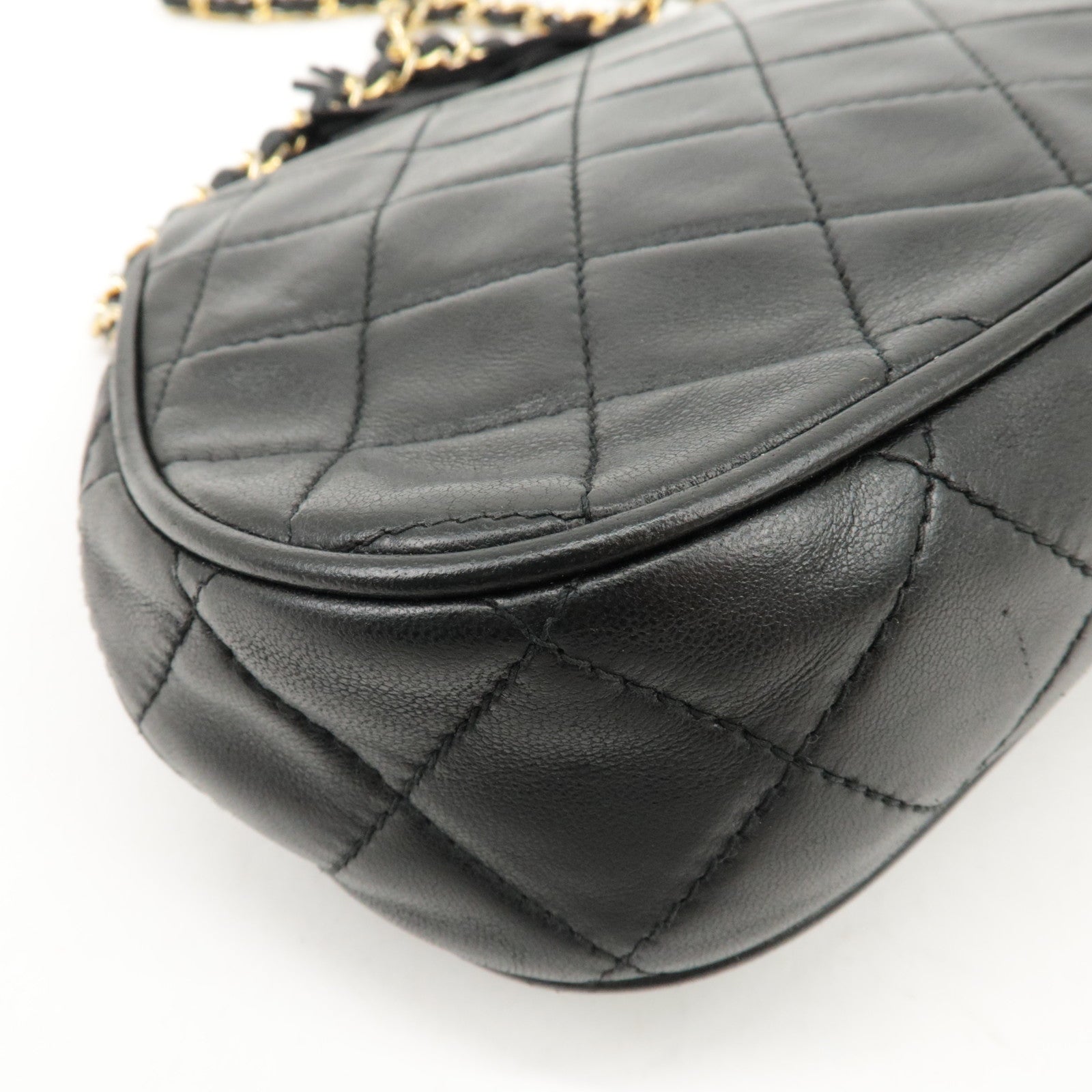 CHANEL COCO Mark Matelasse Lamb Skin Chain Shoulder Bag Black