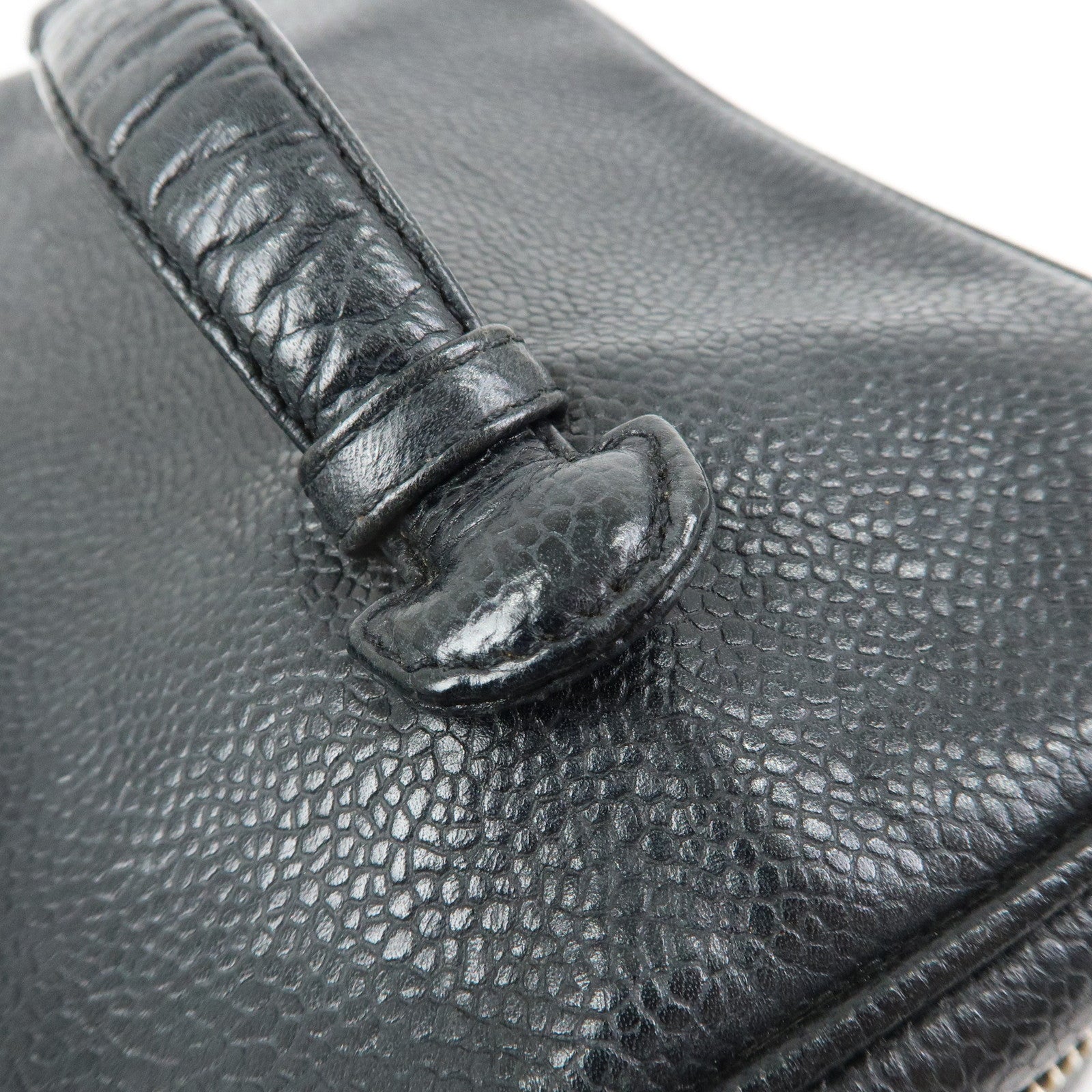 CHANEL COCO Mark Caviarskin Hand Bag Vanity Case Black A01997