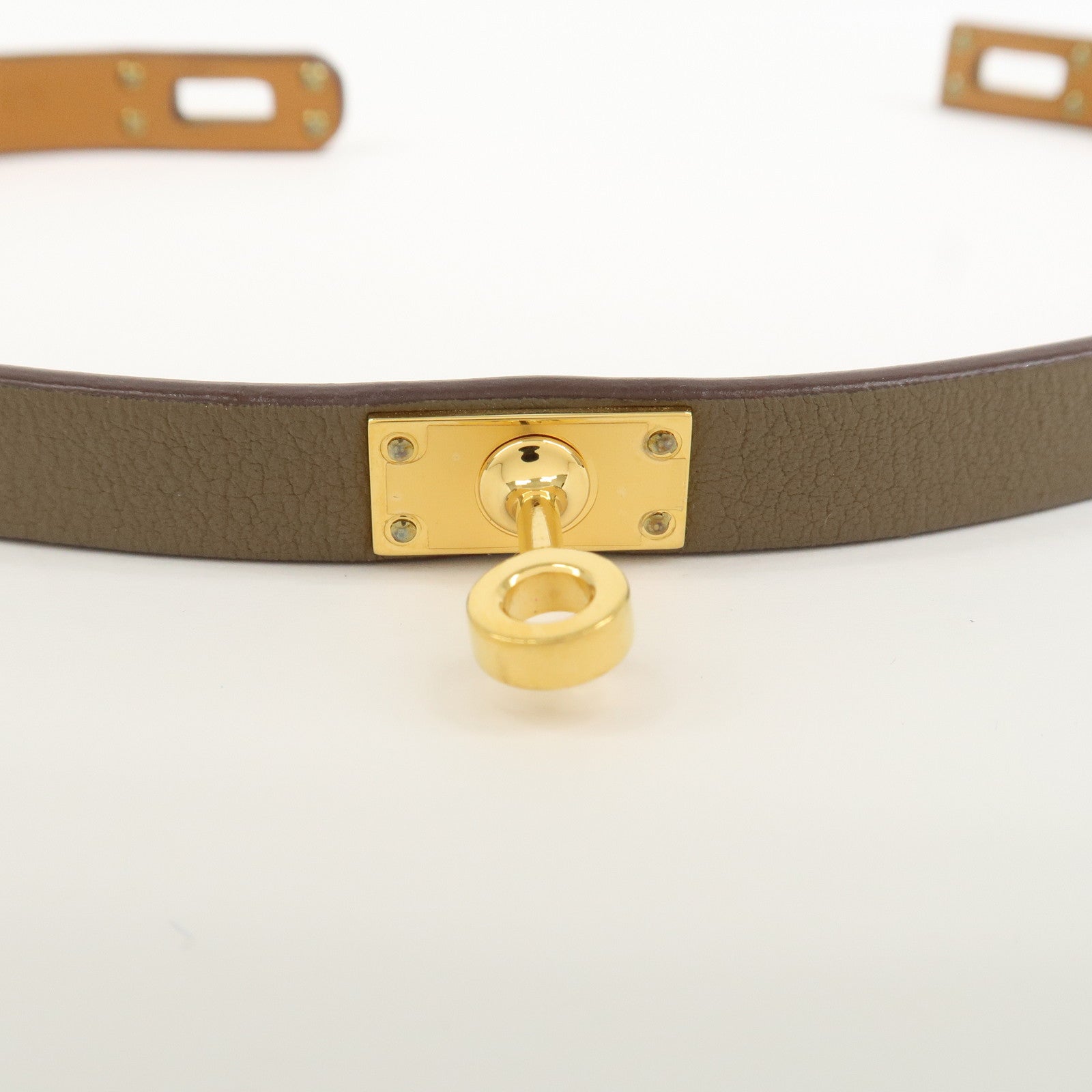 HERMÈS Mini Kelly Double Tour Leather Bracelet Greige