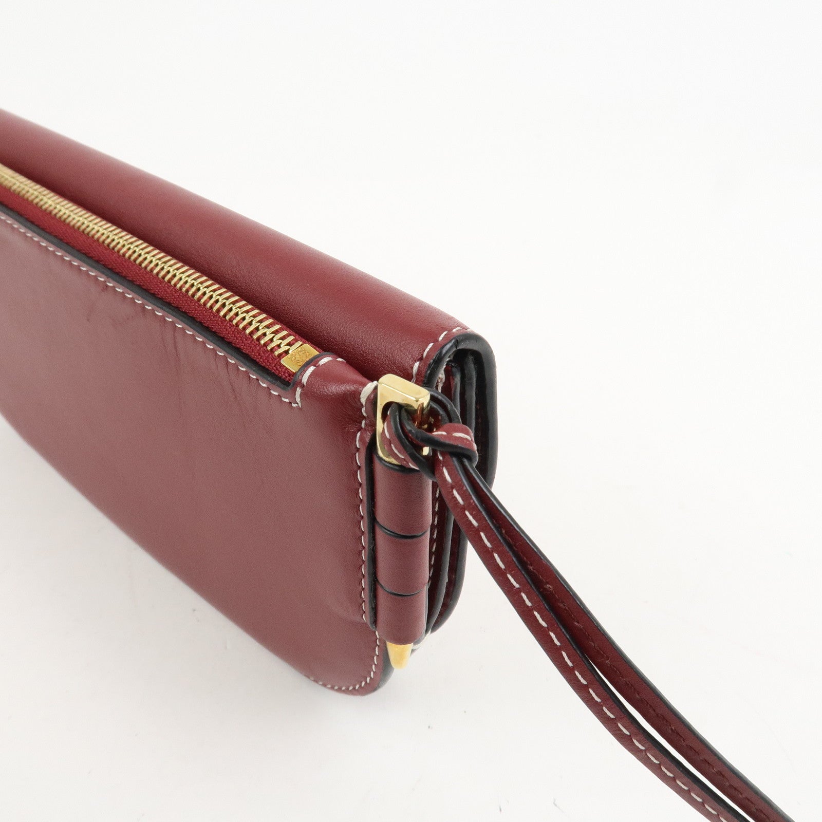 LOEWE Anagram Gate Continental Leather Long Wallet Bordeaux