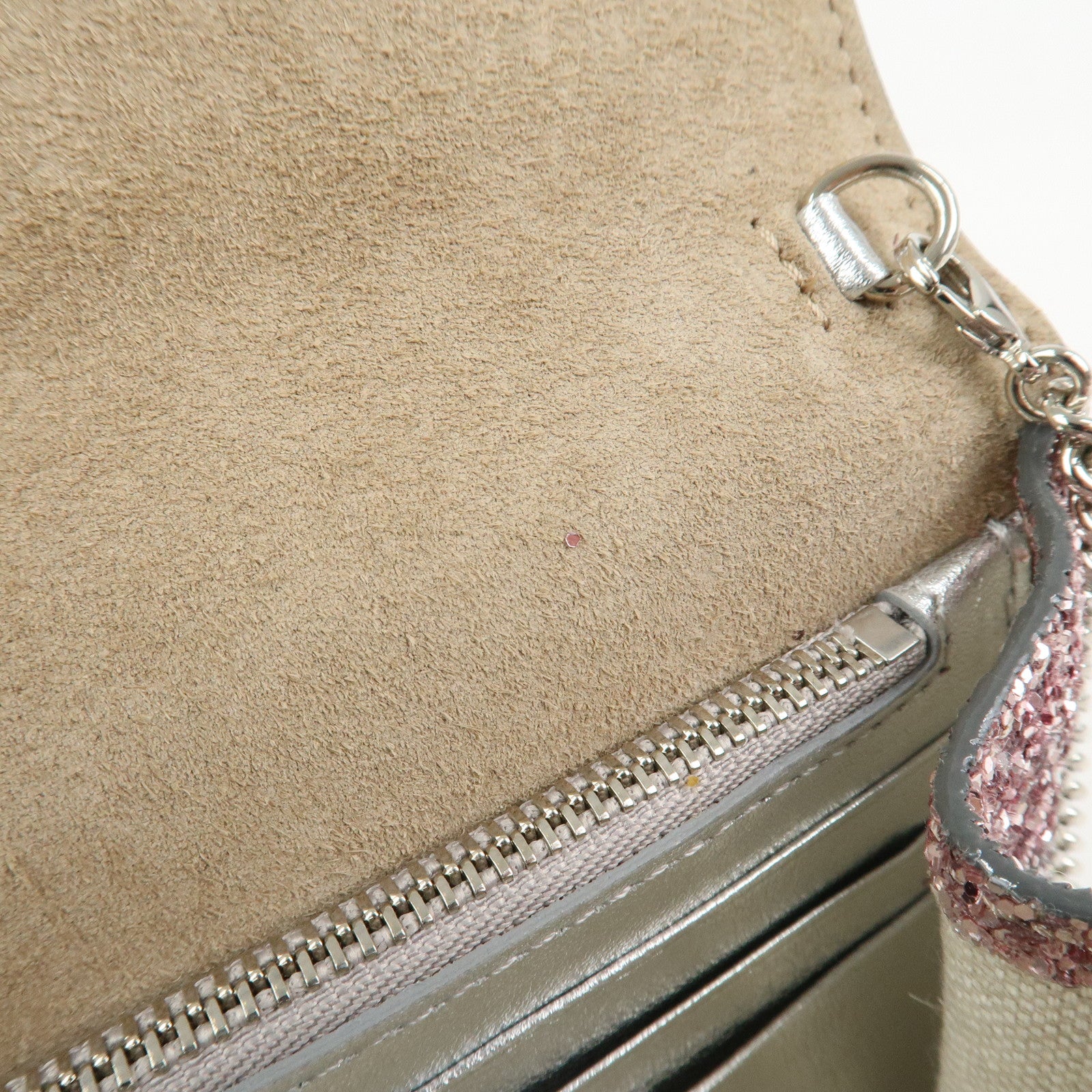 JIMMY CHOO Chain Shoulder Bag Clutch Bag Glitter Pink Gray Silver