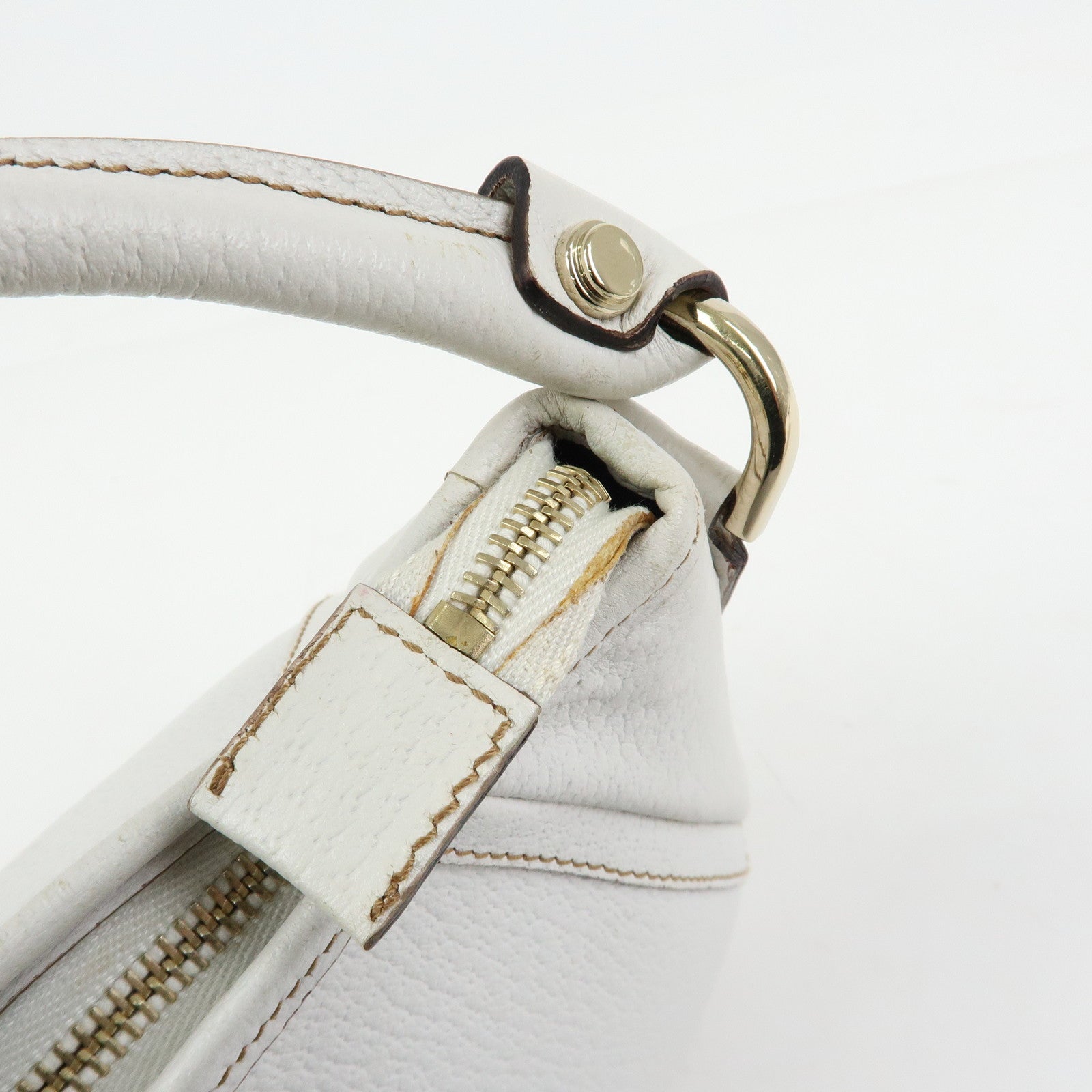 GUCCI Abbey Leather Shoulder Bag Hand Bag White 130939