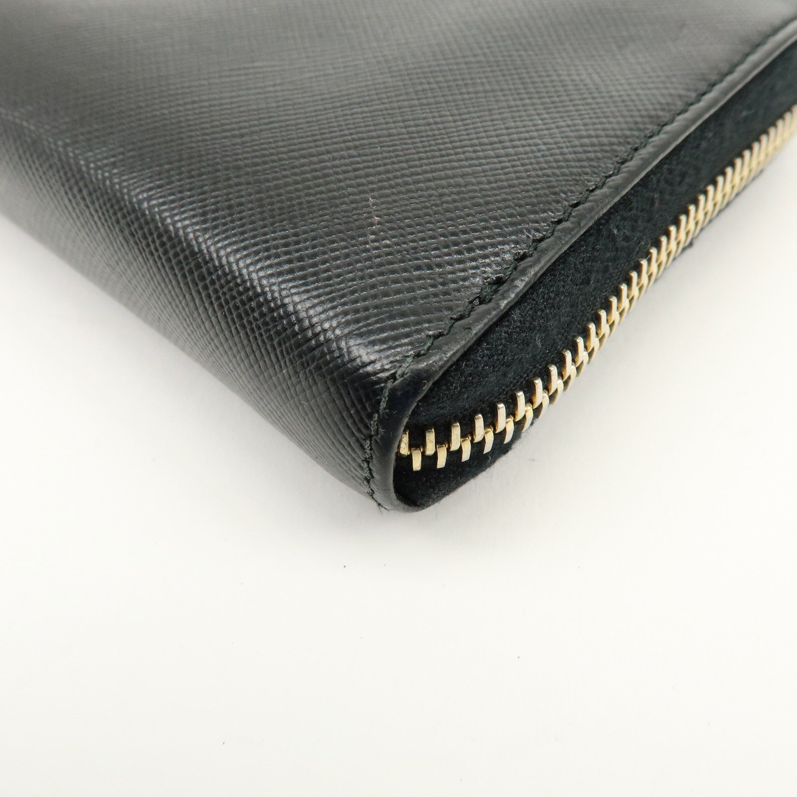PRADA Saffiano Leather Round Zippy Long Wallet Black 1M0506