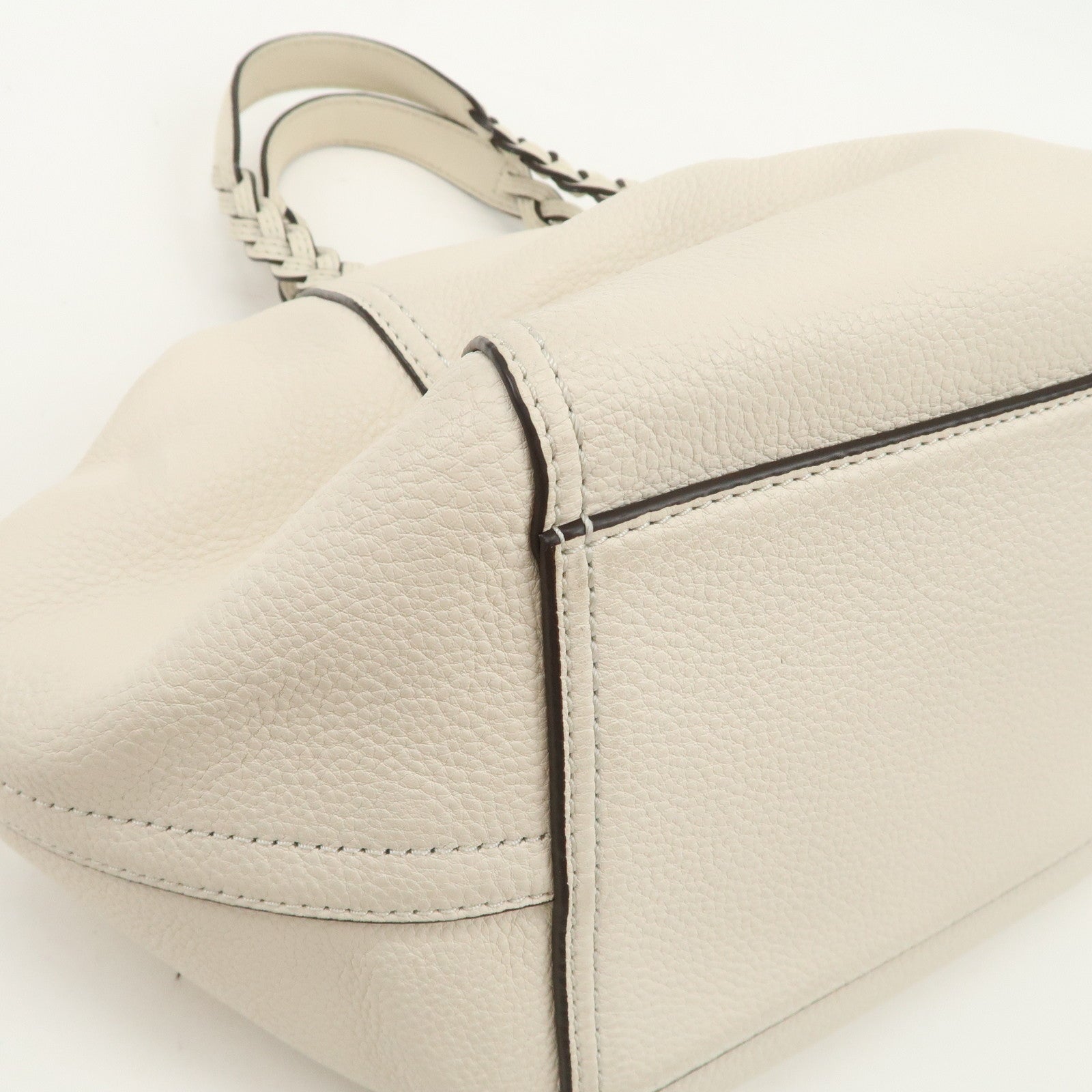 TORY BURCH Logo Leather 2Way Bag Hand Bag Shoulder Bag Ivory