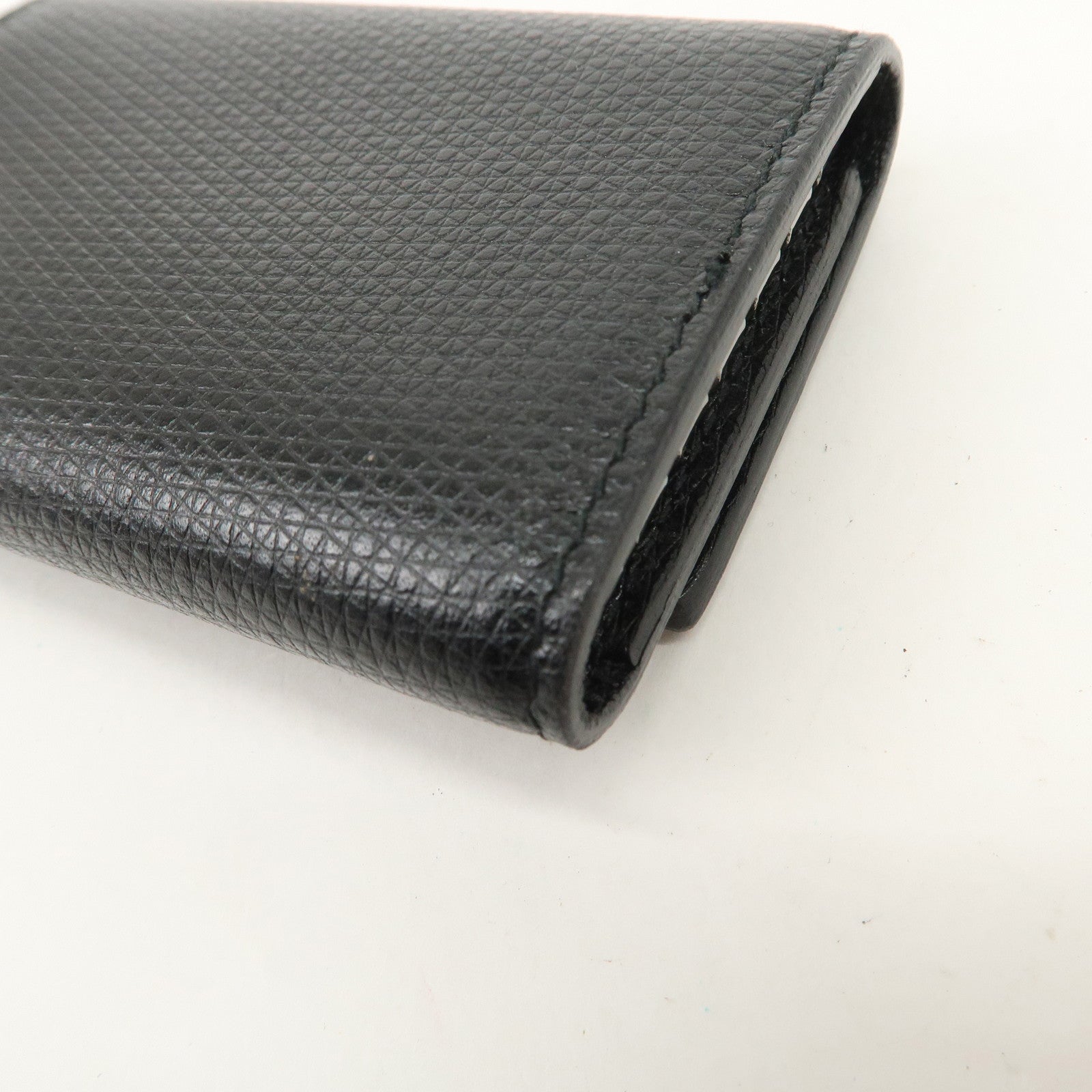 GUCCI Logo Leather 6 Rings Key Case Black 04579