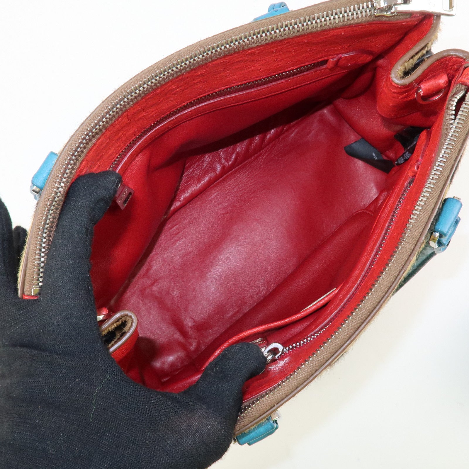 PRADA Galleria Triangle Logo Unborn Calf Leather 2Way Bag 1BA863 Used