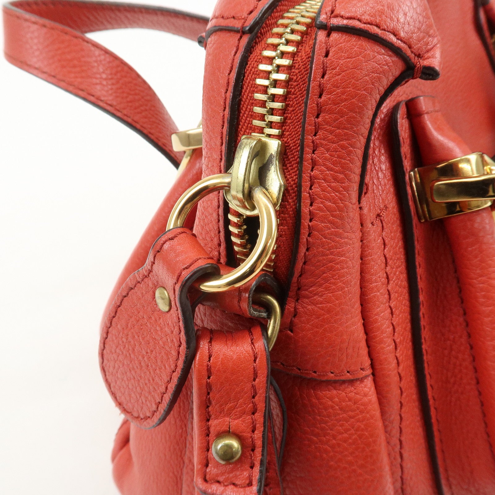 Chloe Paraty Leather 2Way Bag Shoulder Bag Hand Bag Red