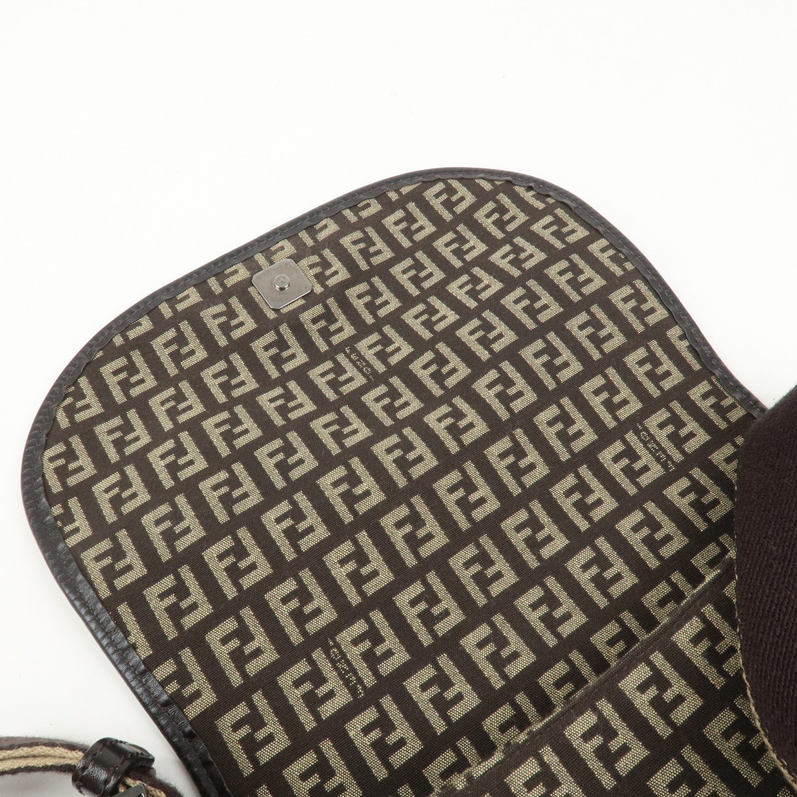 FENDI Zucchino Canvas Leather Shoulder Bag Crossbody Bag 8BR320