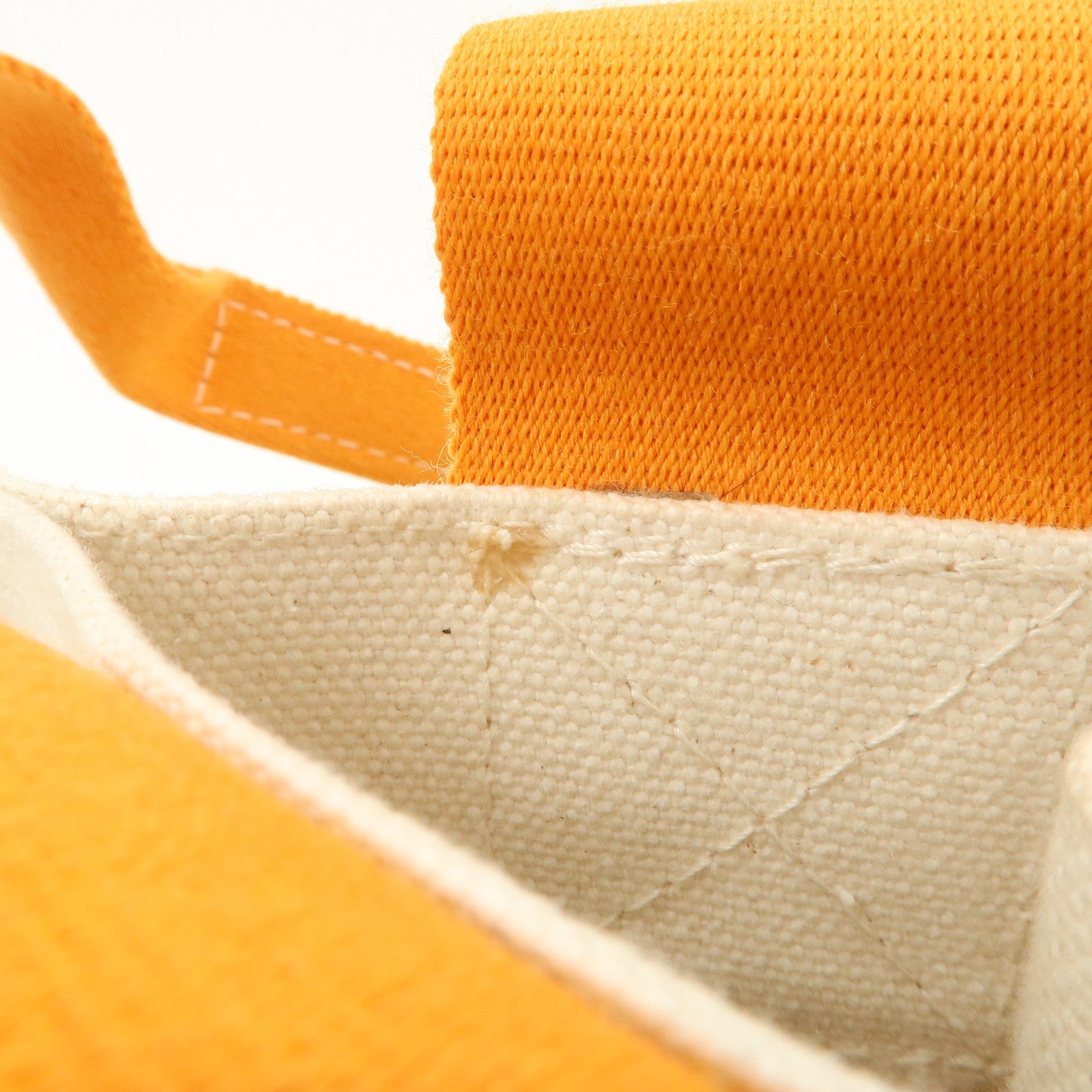 HERMES Bora Bora PM Canvas Tote Bag Hand Bag Ivory Orange Used