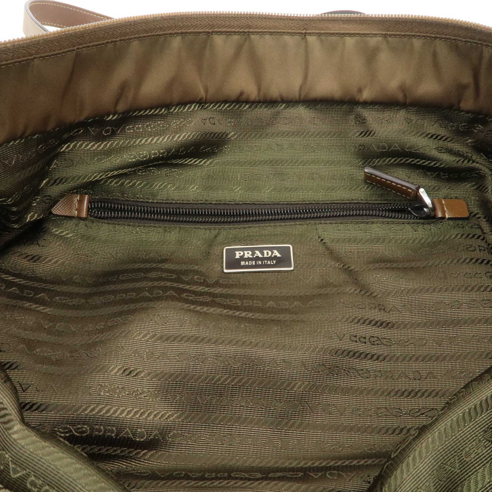 PRADA Triangle Logo Nylon Saffiano Leather Tote Bag Shoulder Bag