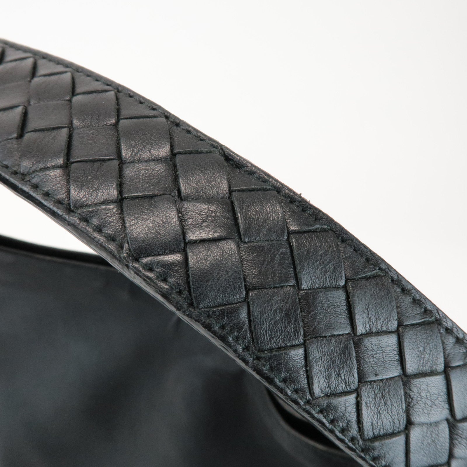 BOTTEGA VENETA Intrecciato Leather Shoulder Bag Black