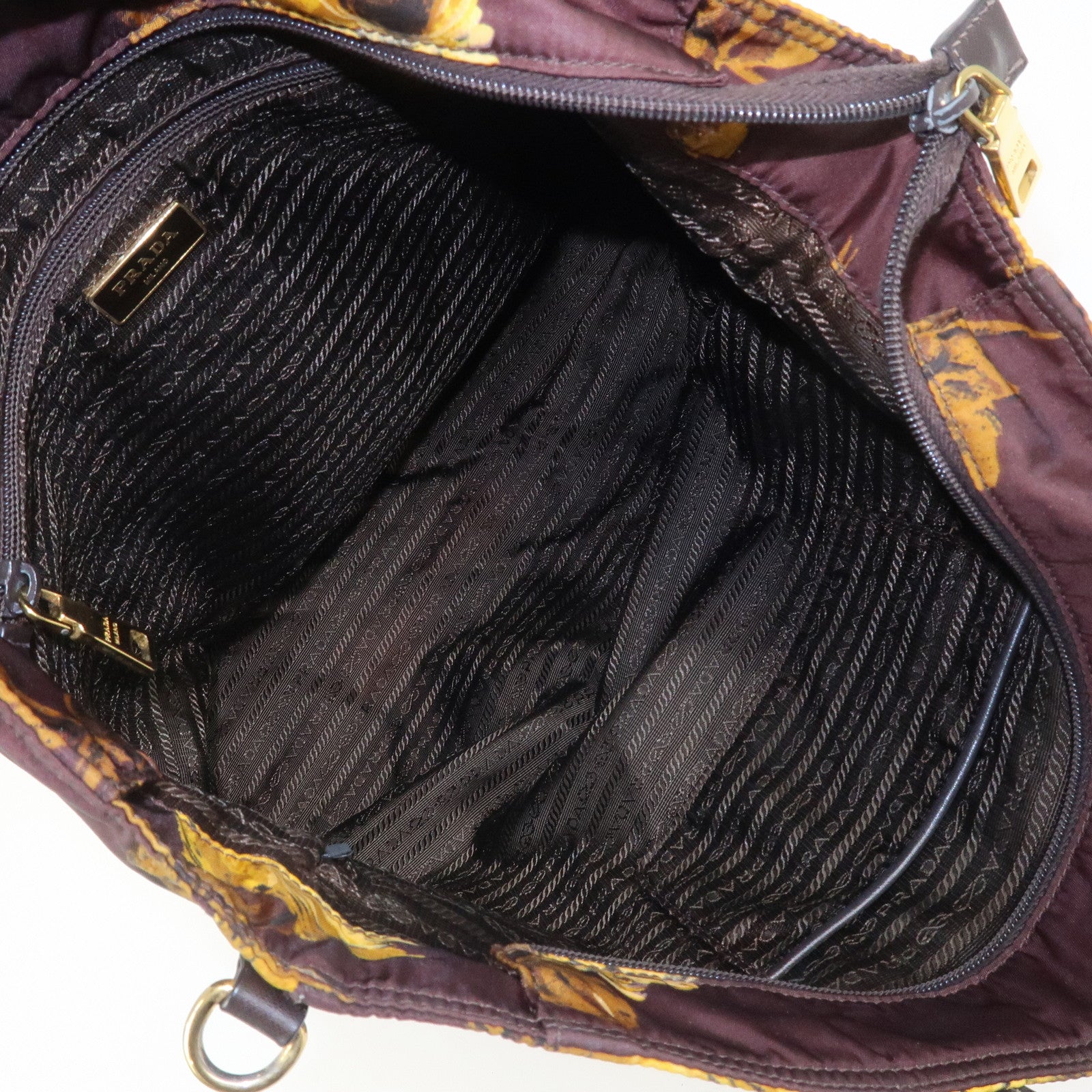 PRADA Triangle Logo Nylon Leather 2Way Shoulder Bag Flower Print