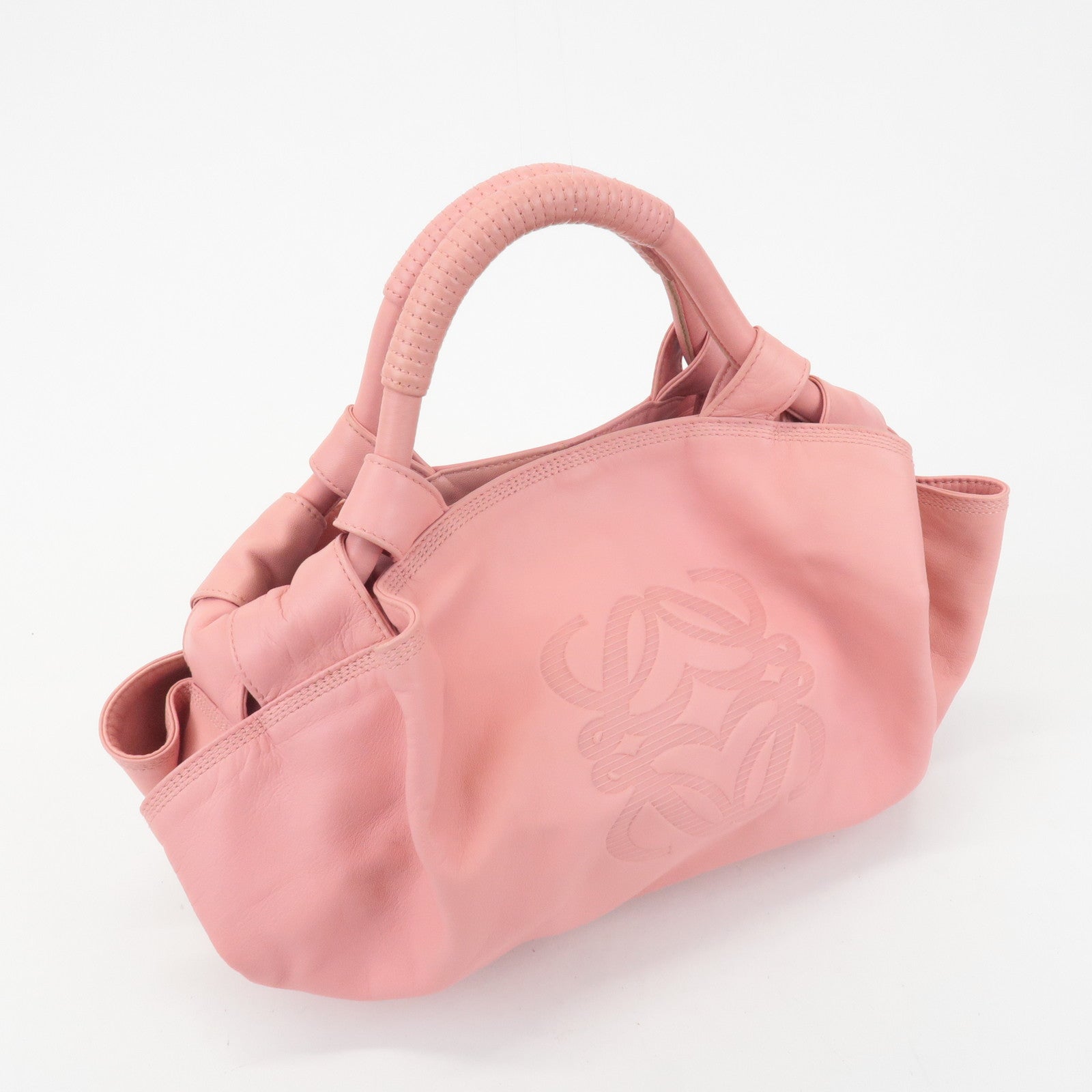 LOEWE Anagram Leather Nappa Aire Shoulder Hand Bag Pink Used